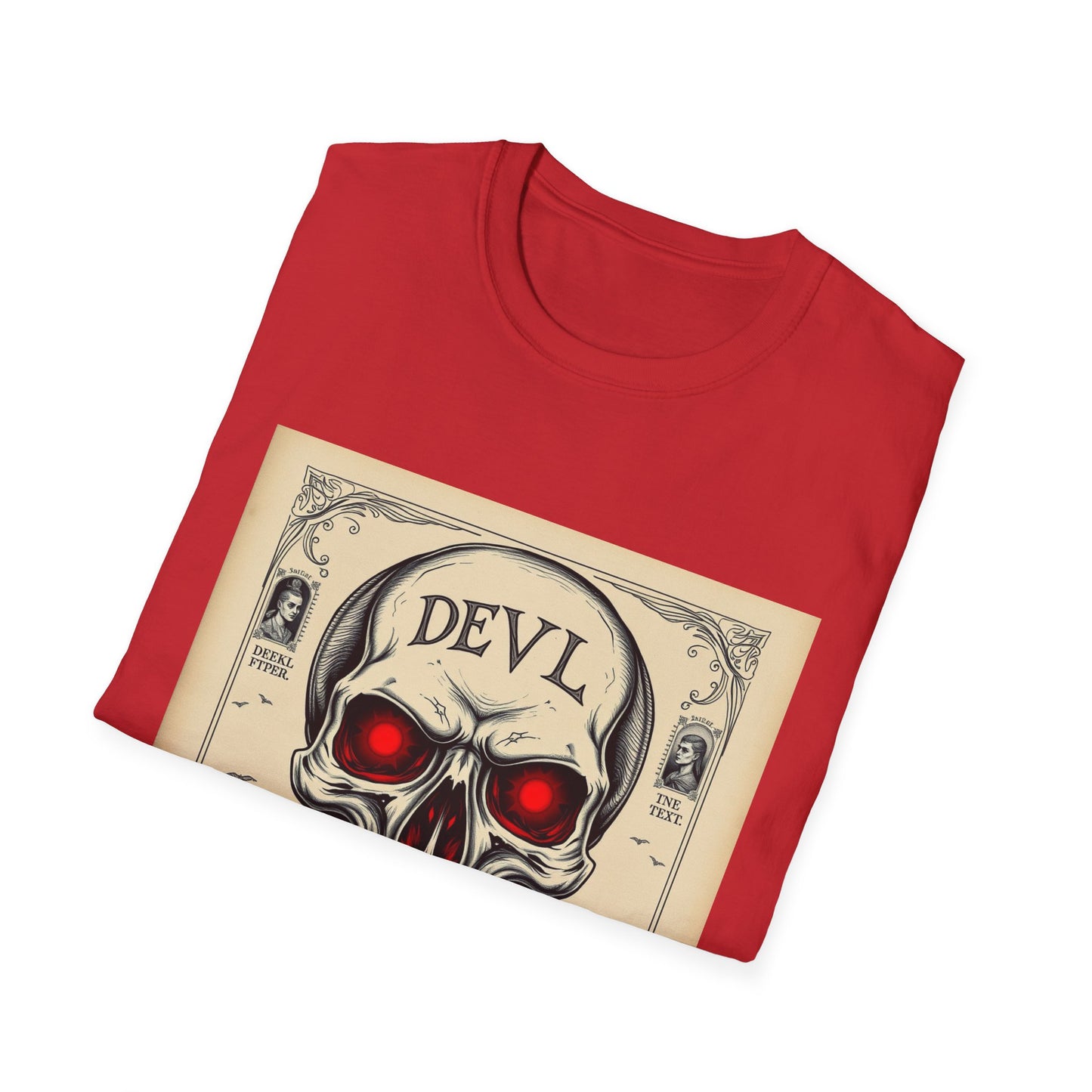 Devil Skull T-Shirt | Unisex Softstyle Tee, Graphic Tee, Cool Casual Wear, Perfect Gift for Occasions, Art Print Shirt, Trendy Apparel