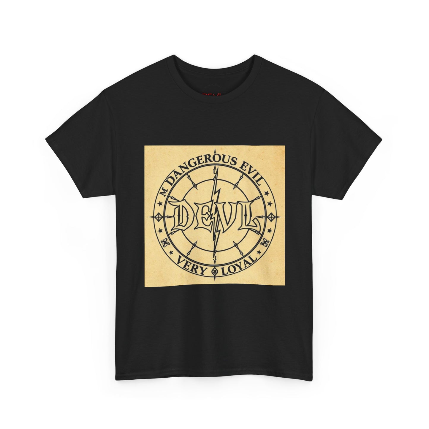 Devil Compass Tee - Unisex Heavy Cotton T-Shirt, Edgy Graphic Tee, Unique Gift, Streetwear Style, Casual Outfit, Halloween Apparel