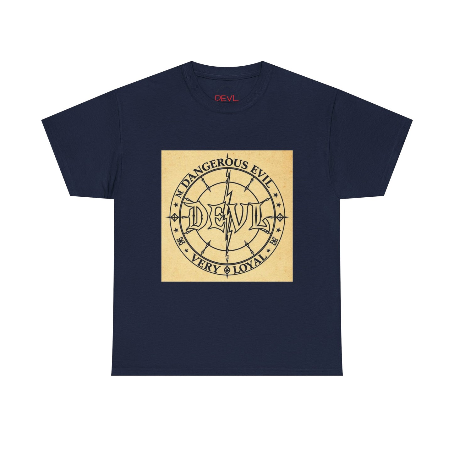 Devil Compass Tee - Unisex Heavy Cotton T-Shirt, Edgy Graphic Tee, Unique Gift, Streetwear Style, Casual Outfit, Halloween Apparel