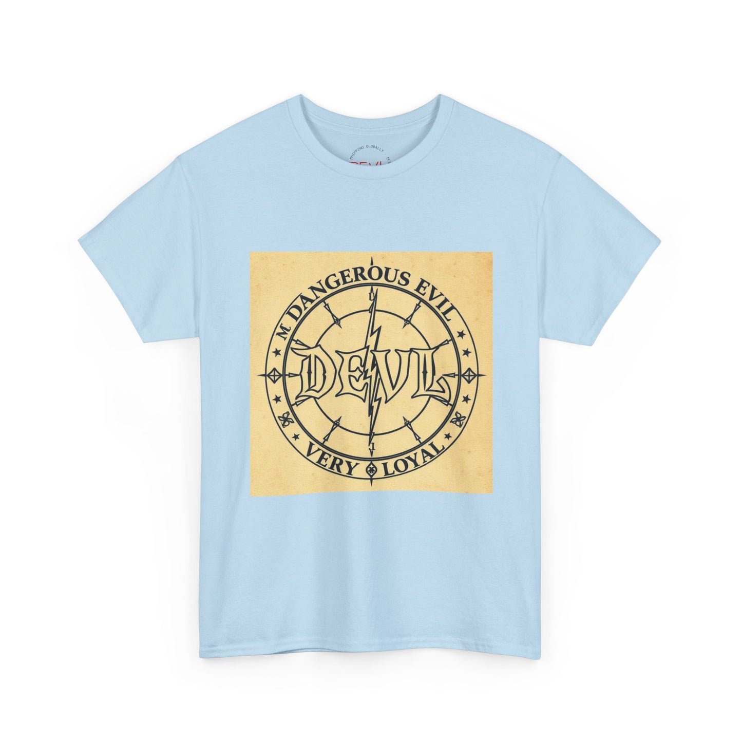 Devil Compass Tee - Unisex Heavy Cotton T-Shirt, Edgy Graphic Tee, Unique Gift, Streetwear Style, Casual Outfit, Halloween Apparel