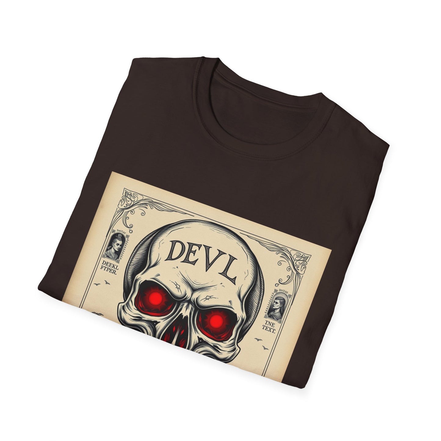 Devil Skull T-Shirt | Unisex Softstyle Tee, Graphic Tee, Cool Casual Wear, Perfect Gift for Occasions, Art Print Shirt, Trendy Apparel