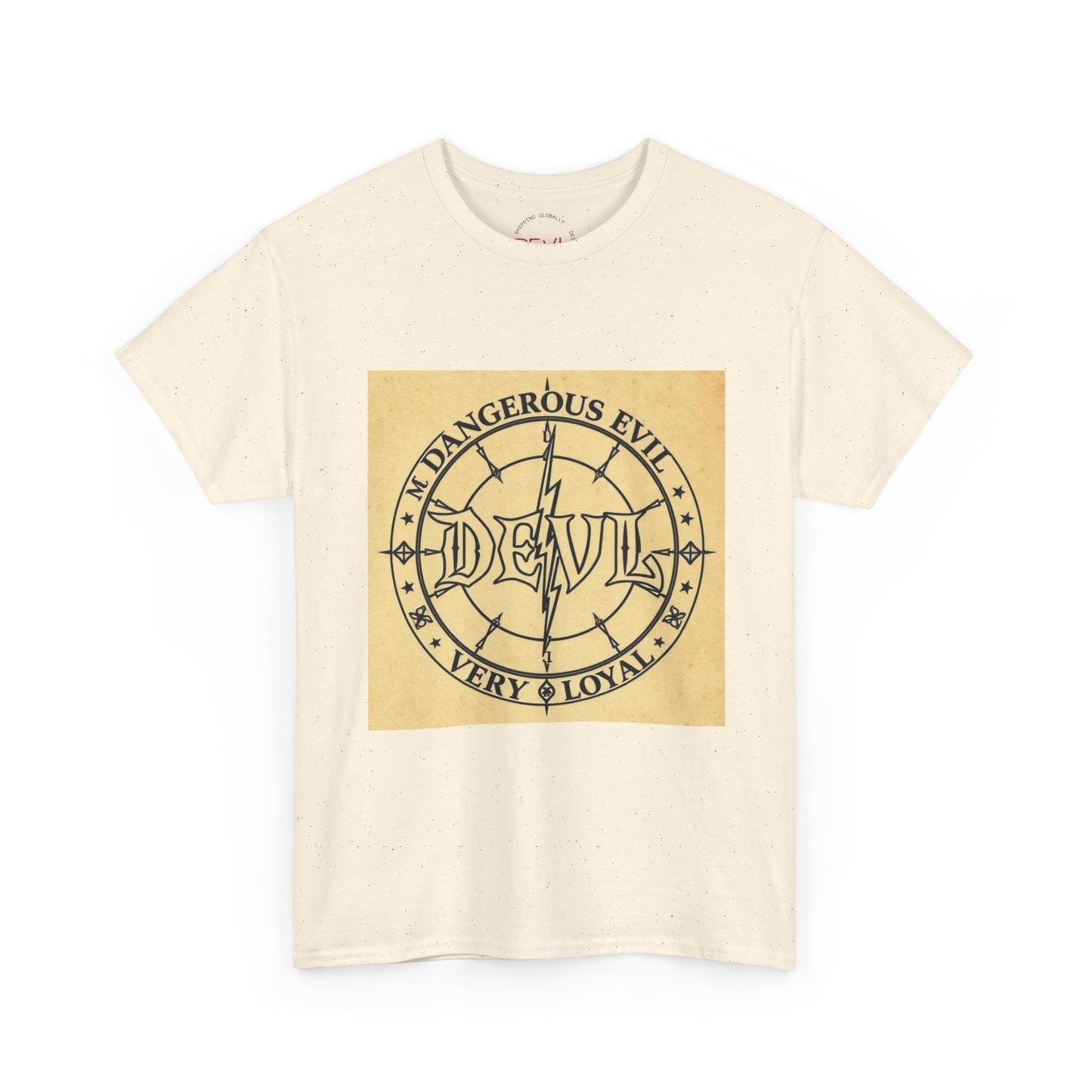 Devil Compass Tee - Unisex Heavy Cotton T-Shirt, Edgy Graphic Tee, Unique Gift, Streetwear Style, Casual Outfit, Halloween Apparel