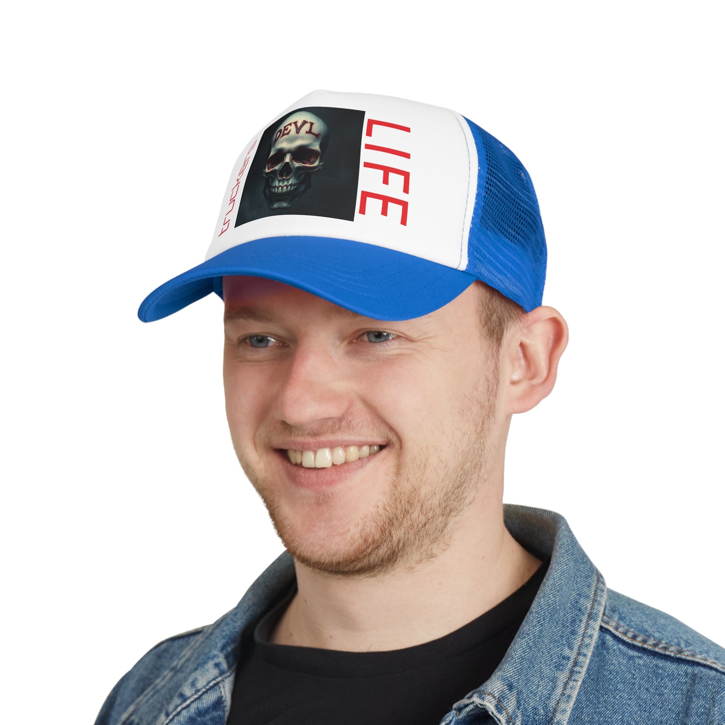 Rebel Truckers Mesh Cap, Skull Trucker Hat, Devil Life Cap, Outdoor Gear, Gift for Truck Drivers