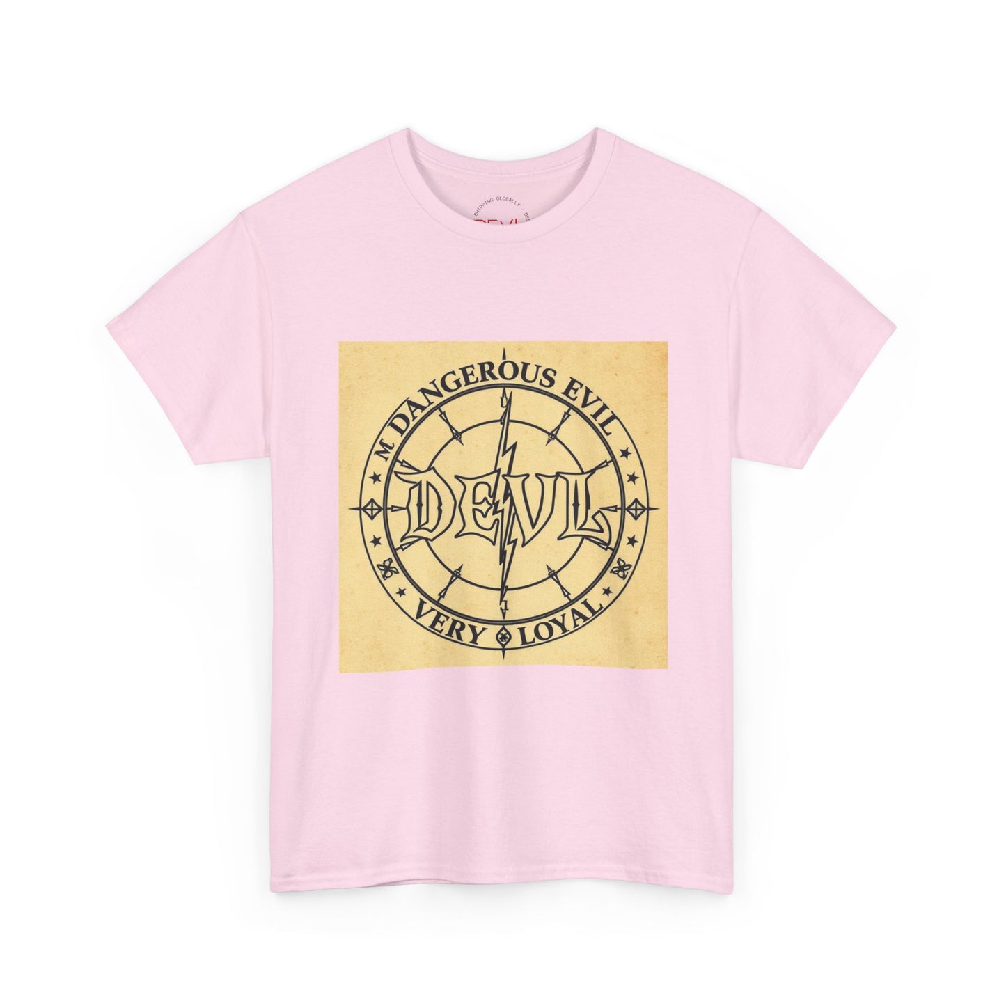 Devil Compass Tee - Unisex Heavy Cotton T-Shirt, Edgy Graphic Tee, Unique Gift, Streetwear Style, Casual Outfit, Halloween Apparel