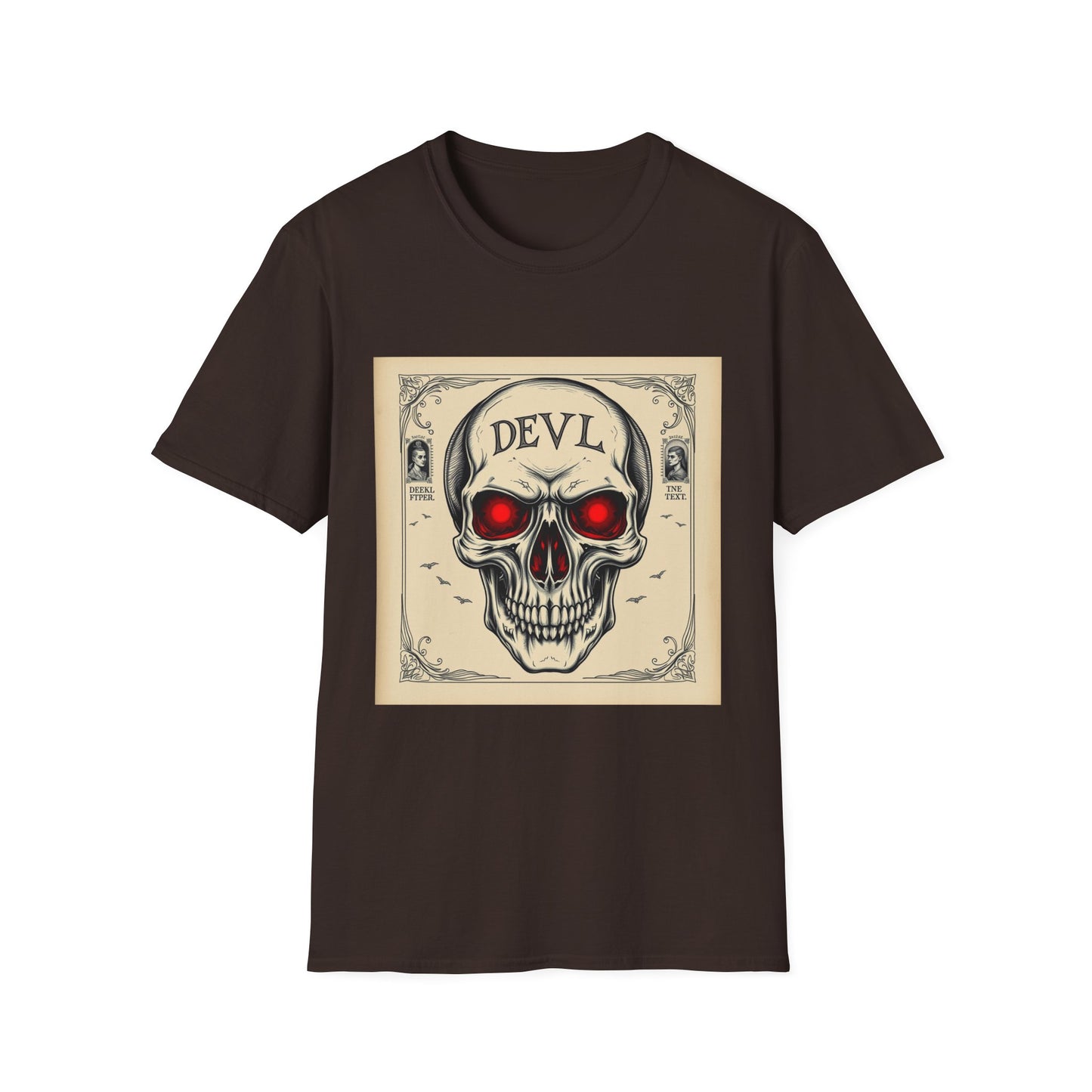 Devil Skull T-Shirt | Unisex Softstyle Tee, Graphic Tee, Cool Casual Wear, Perfect Gift for Occasions, Art Print Shirt, Trendy Apparel