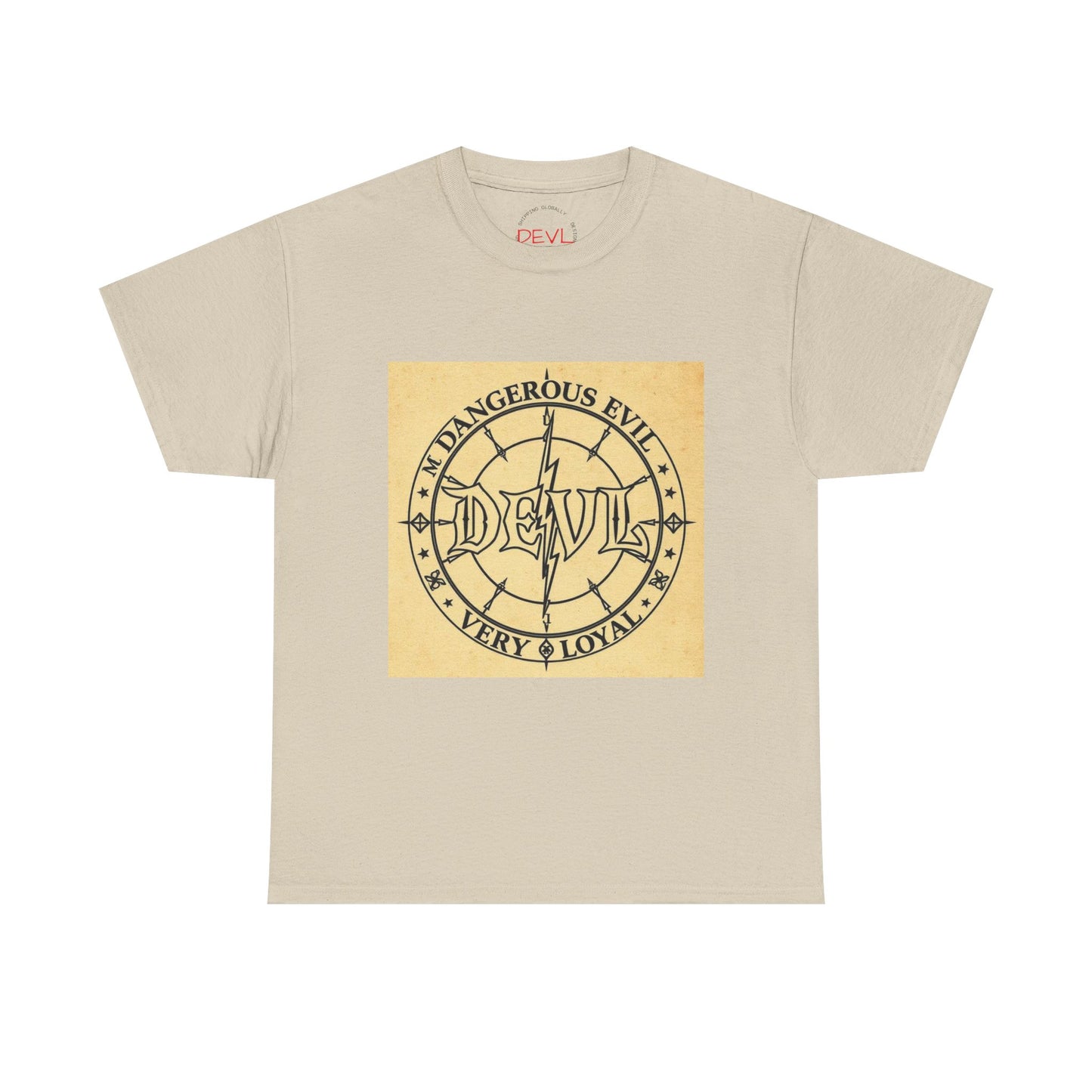 Devil Compass Tee - Unisex Heavy Cotton T-Shirt, Edgy Graphic Tee, Unique Gift, Streetwear Style, Casual Outfit, Halloween Apparel