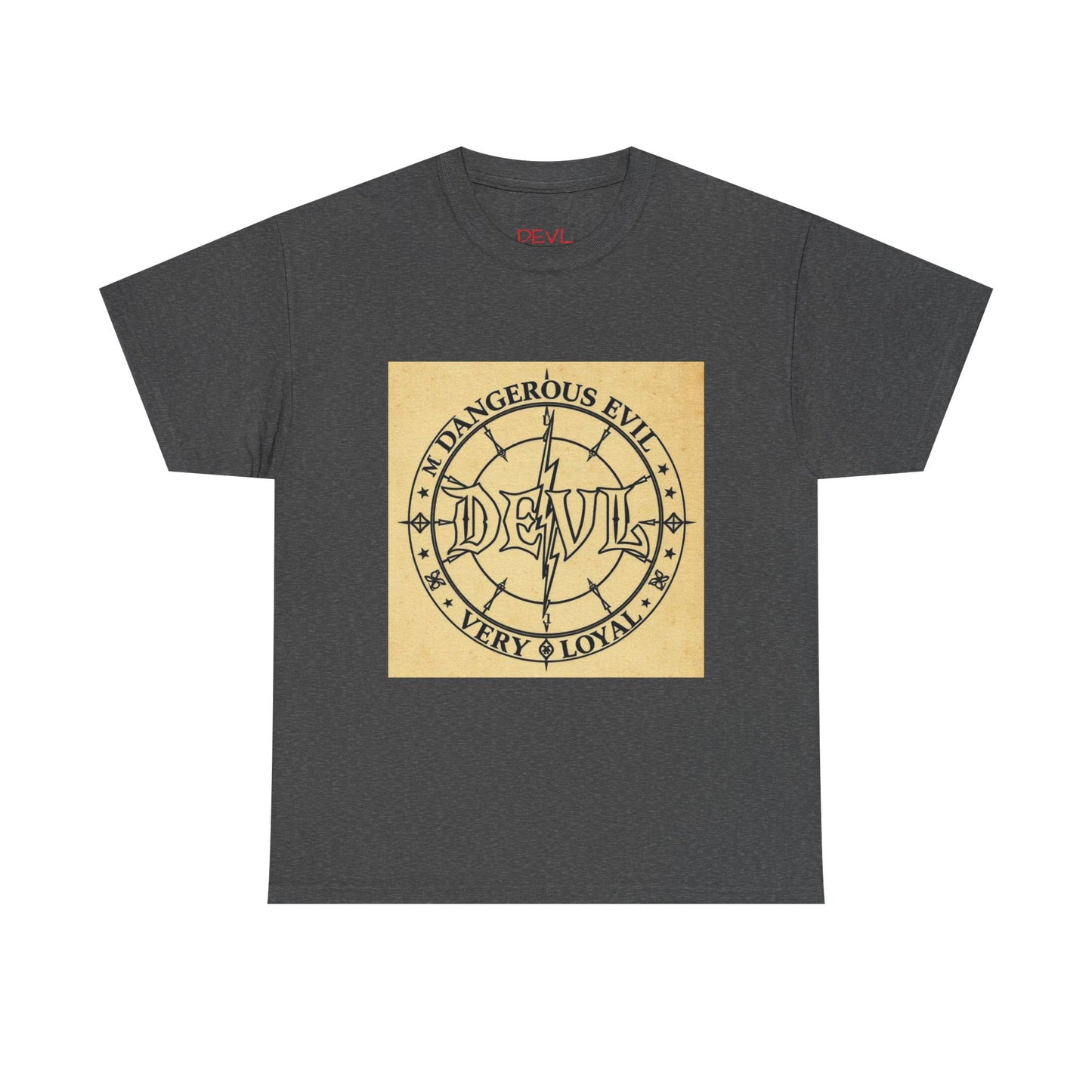 Devil Compass Tee - Unisex Heavy Cotton T-Shirt, Edgy Graphic Tee, Unique Gift, Streetwear Style, Casual Outfit, Halloween Apparel
