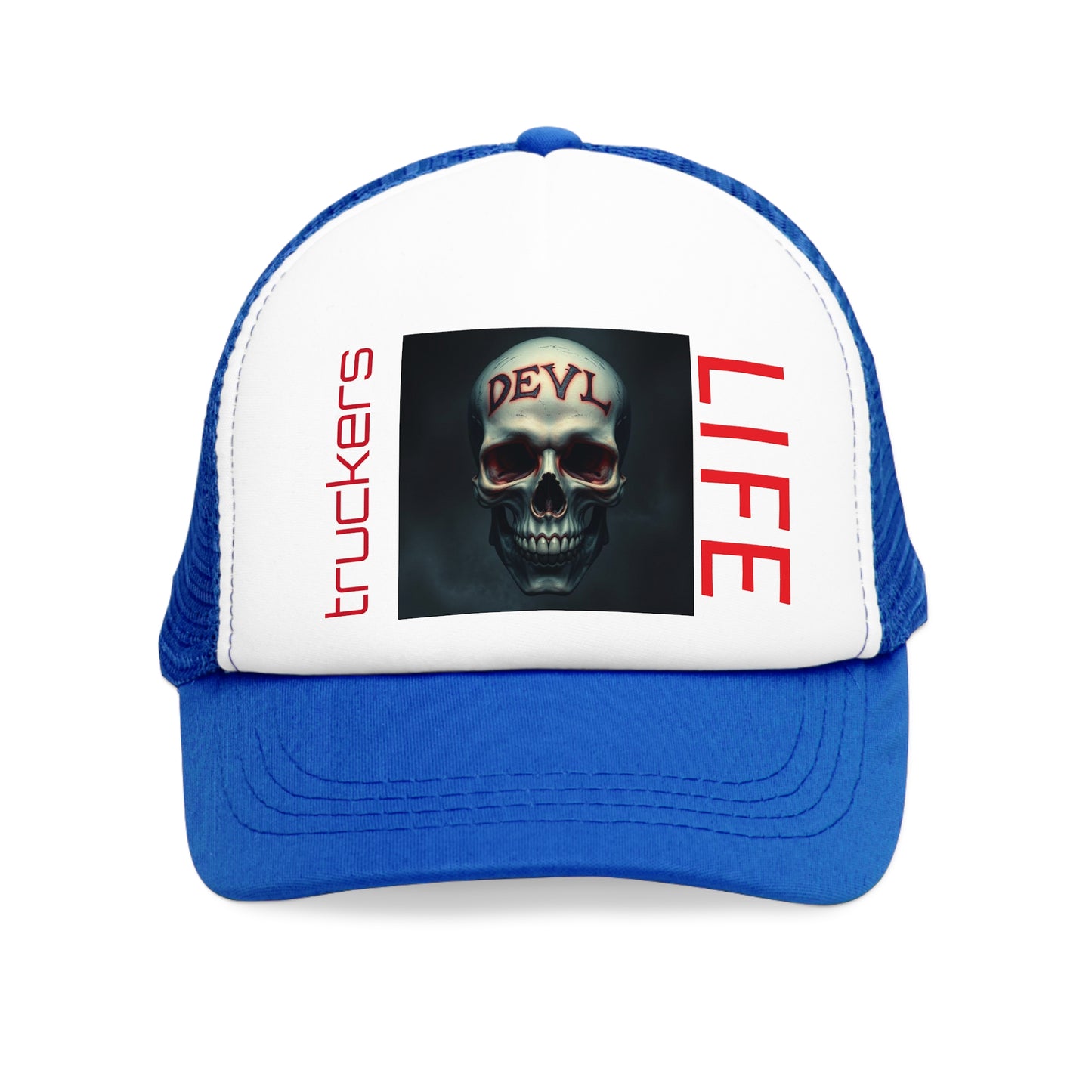 Rebel Truckers Mesh Cap, Skull Trucker Hat, Devil Life Cap, Outdoor Gear, Gift for Truck Drivers