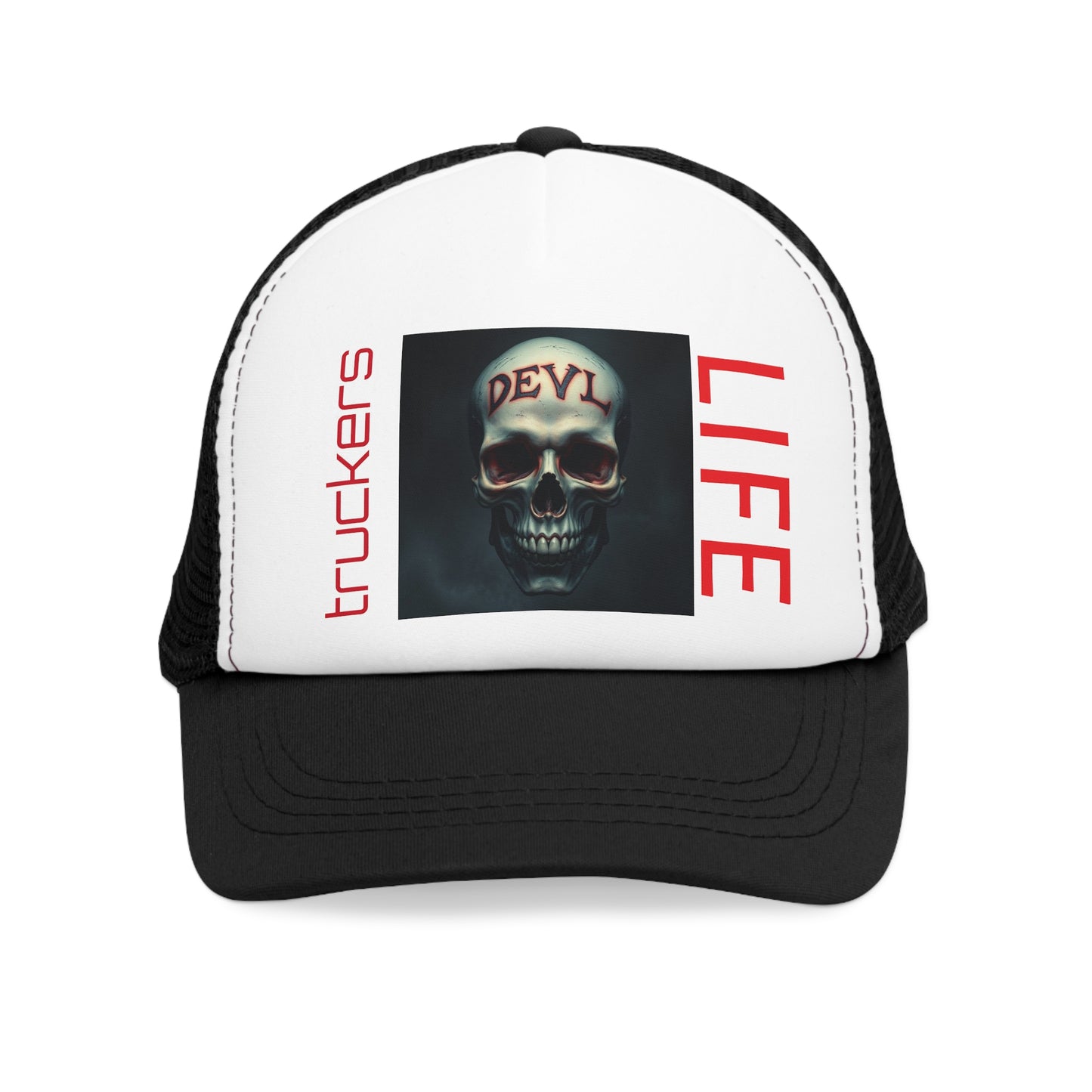 Rebel Truckers Mesh Cap, Skull Trucker Hat, Devil Life Cap, Outdoor Gear, Gift for Truck Drivers