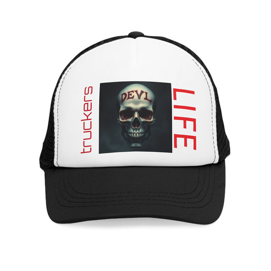 Rebel Truckers Mesh Cap, Skull Trucker Hat, Devil Life Cap, Outdoor Gear, Gift for Truck Drivers
