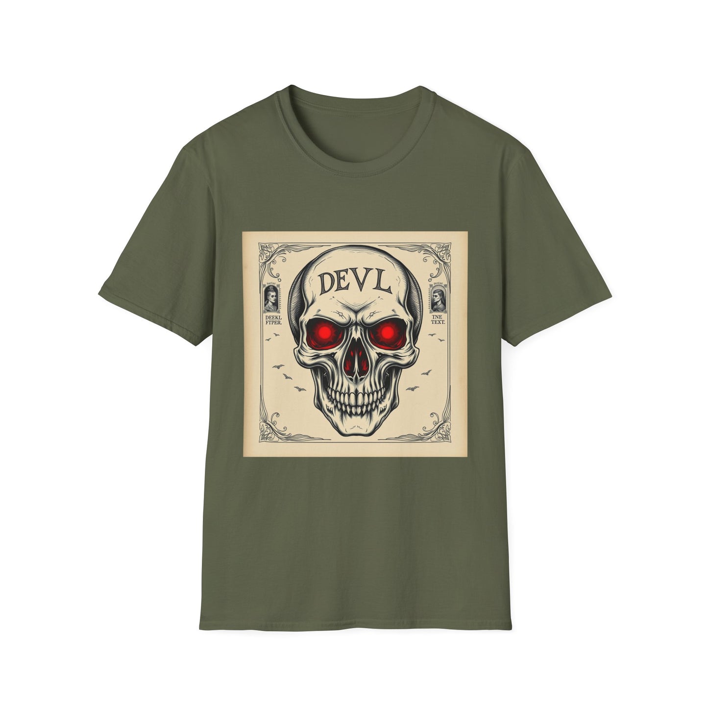 Devil Skull T-Shirt | Unisex Softstyle Tee, Graphic Tee, Cool Casual Wear, Perfect Gift for Occasions, Art Print Shirt, Trendy Apparel