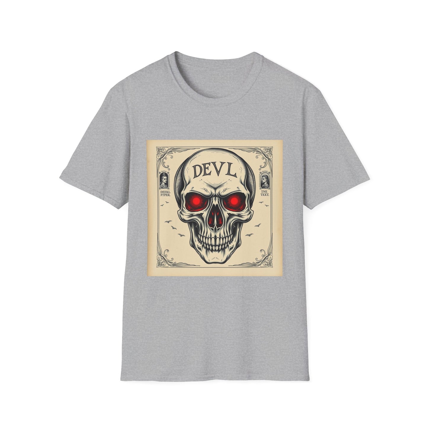Devil Skull T-Shirt | Unisex Softstyle Tee, Graphic Tee, Cool Casual Wear, Perfect Gift for Occasions, Art Print Shirt, Trendy Apparel