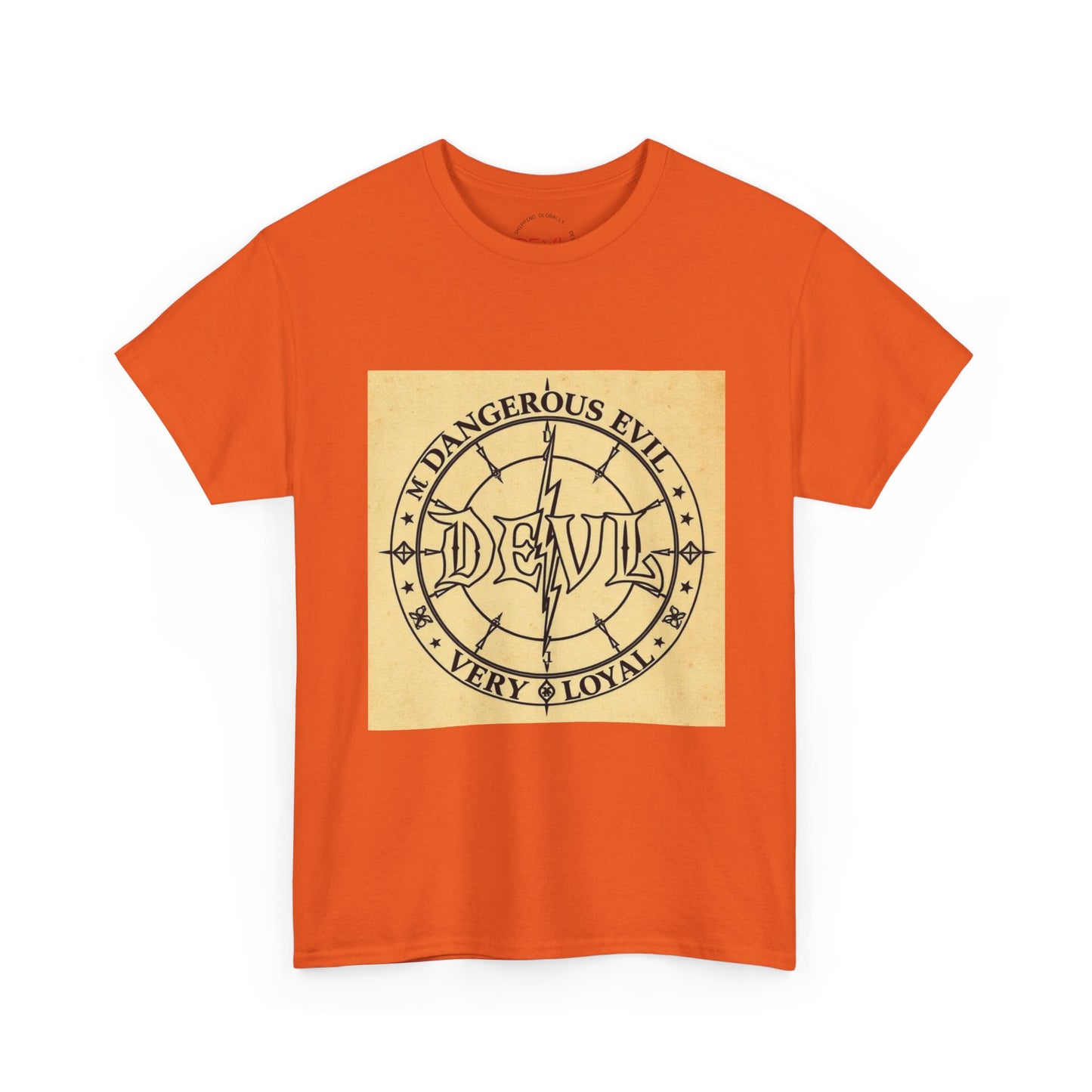 Devil Compass Tee - Unisex Heavy Cotton T-Shirt, Edgy Graphic Tee, Unique Gift, Streetwear Style, Casual Outfit, Halloween Apparel
