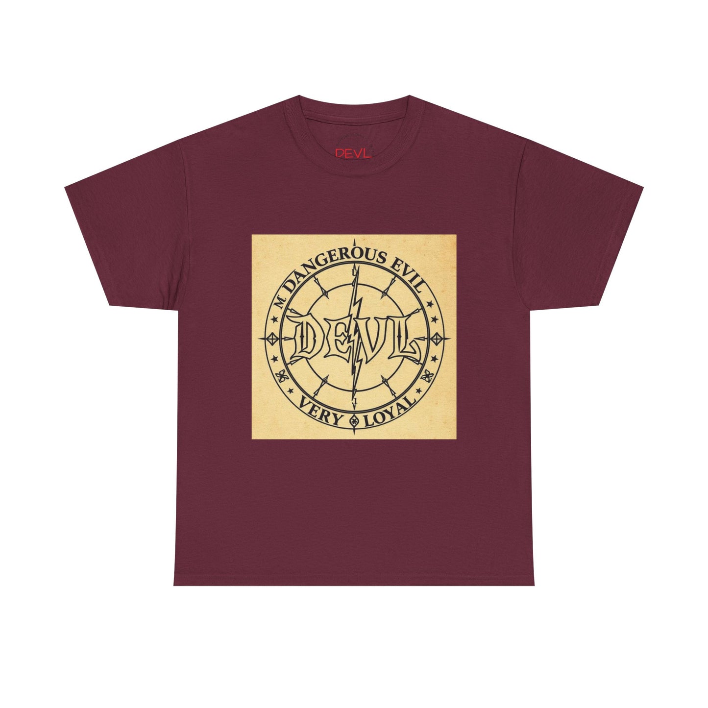 Devil Compass Tee - Unisex Heavy Cotton T-Shirt, Edgy Graphic Tee, Unique Gift, Streetwear Style, Casual Outfit, Halloween Apparel