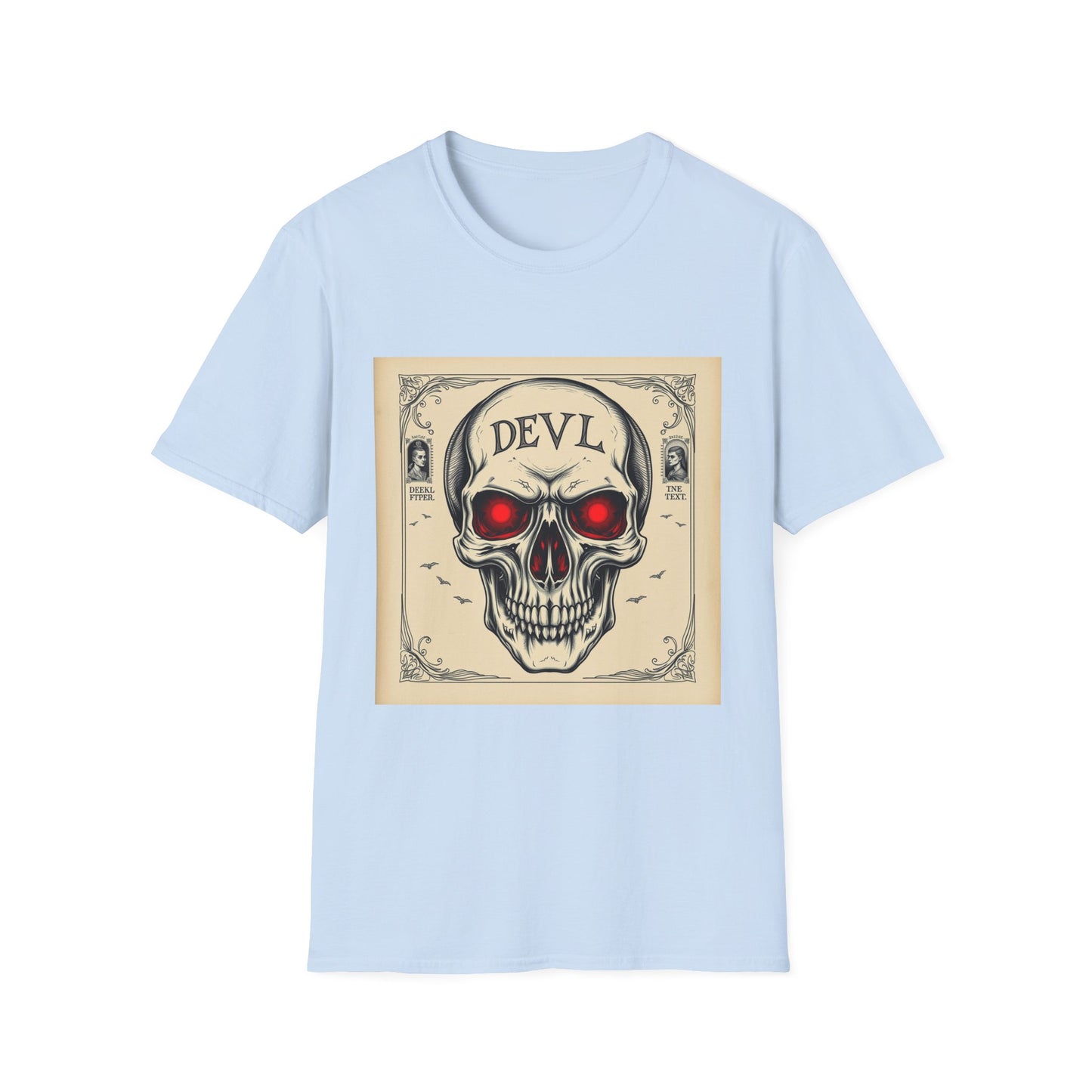 Devil Skull T-Shirt | Unisex Softstyle Tee, Graphic Tee, Cool Casual Wear, Perfect Gift for Occasions, Art Print Shirt, Trendy Apparel