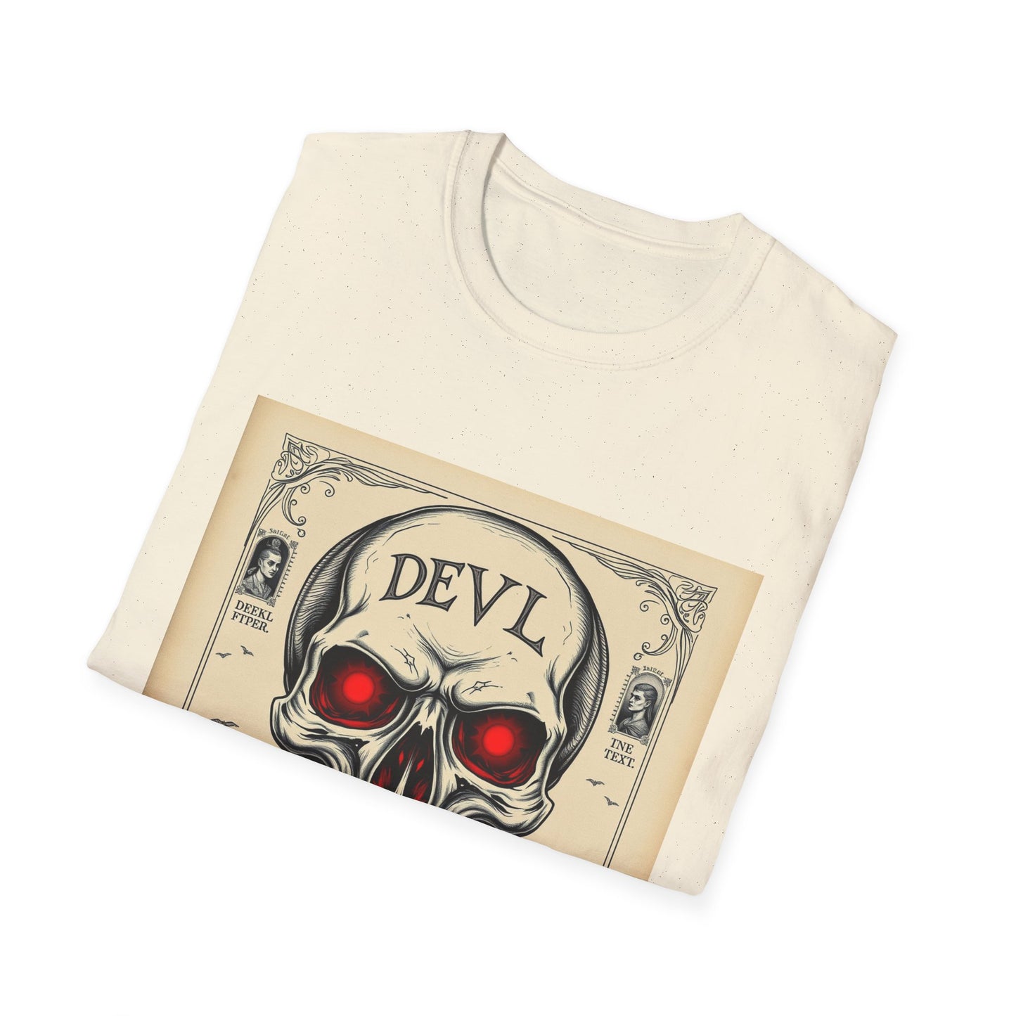 Devil Skull T-Shirt | Unisex Softstyle Tee, Graphic Tee, Cool Casual Wear, Perfect Gift for Occasions, Art Print Shirt, Trendy Apparel