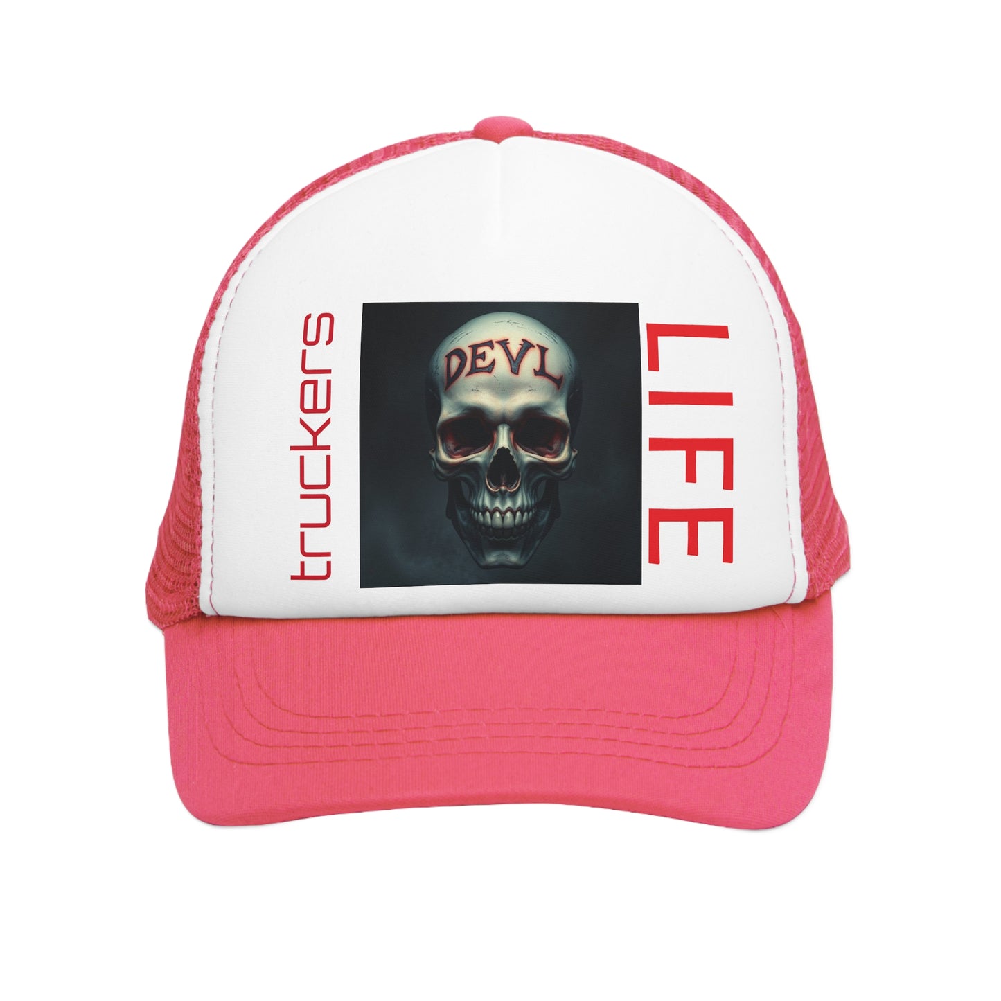 Rebel Truckers Mesh Cap, Skull Trucker Hat, Devil Life Cap, Outdoor Gear, Gift for Truck Drivers