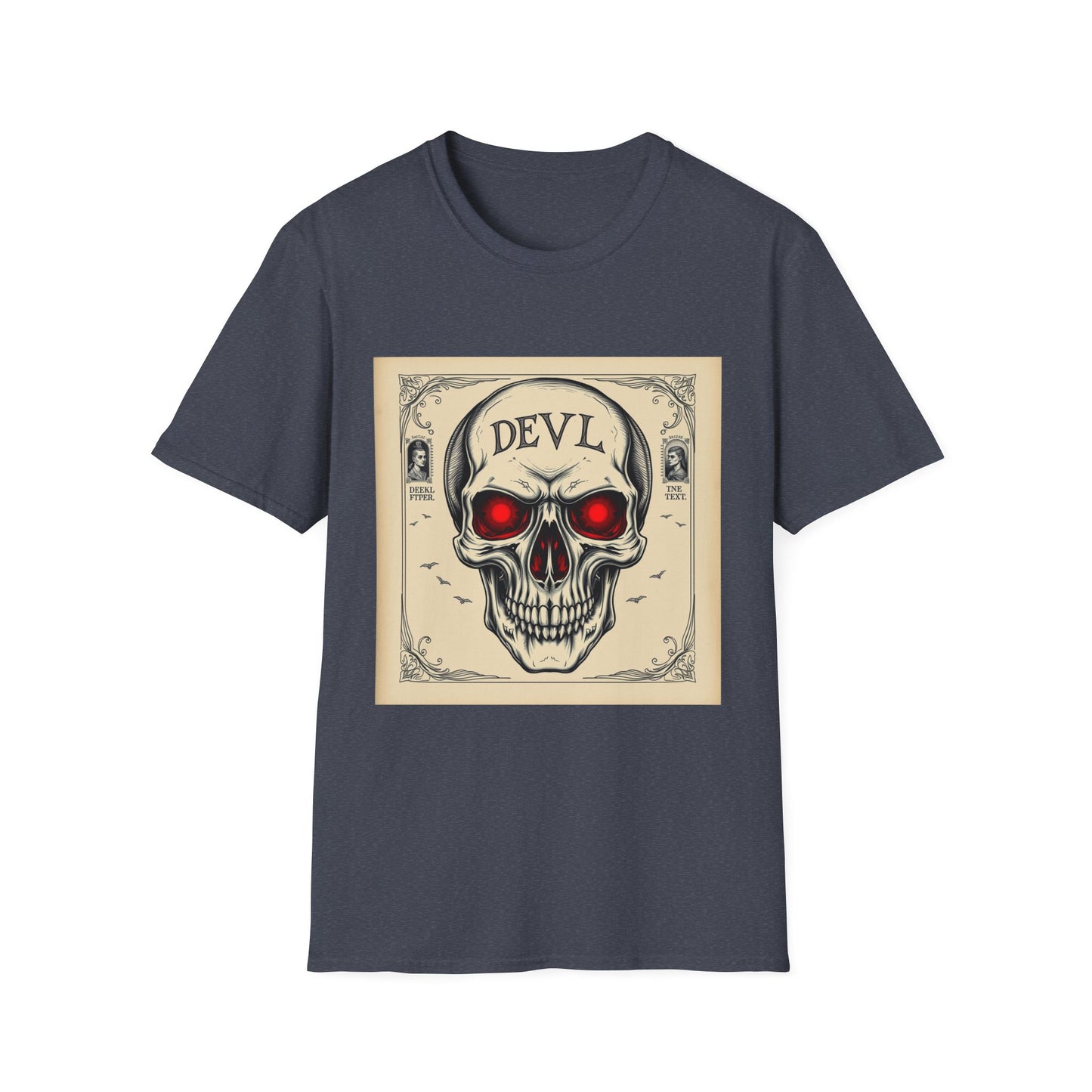 Devil Skull T-Shirt | Unisex Softstyle Tee, Graphic Tee, Cool Casual Wear, Perfect Gift for Occasions, Art Print Shirt, Trendy Apparel