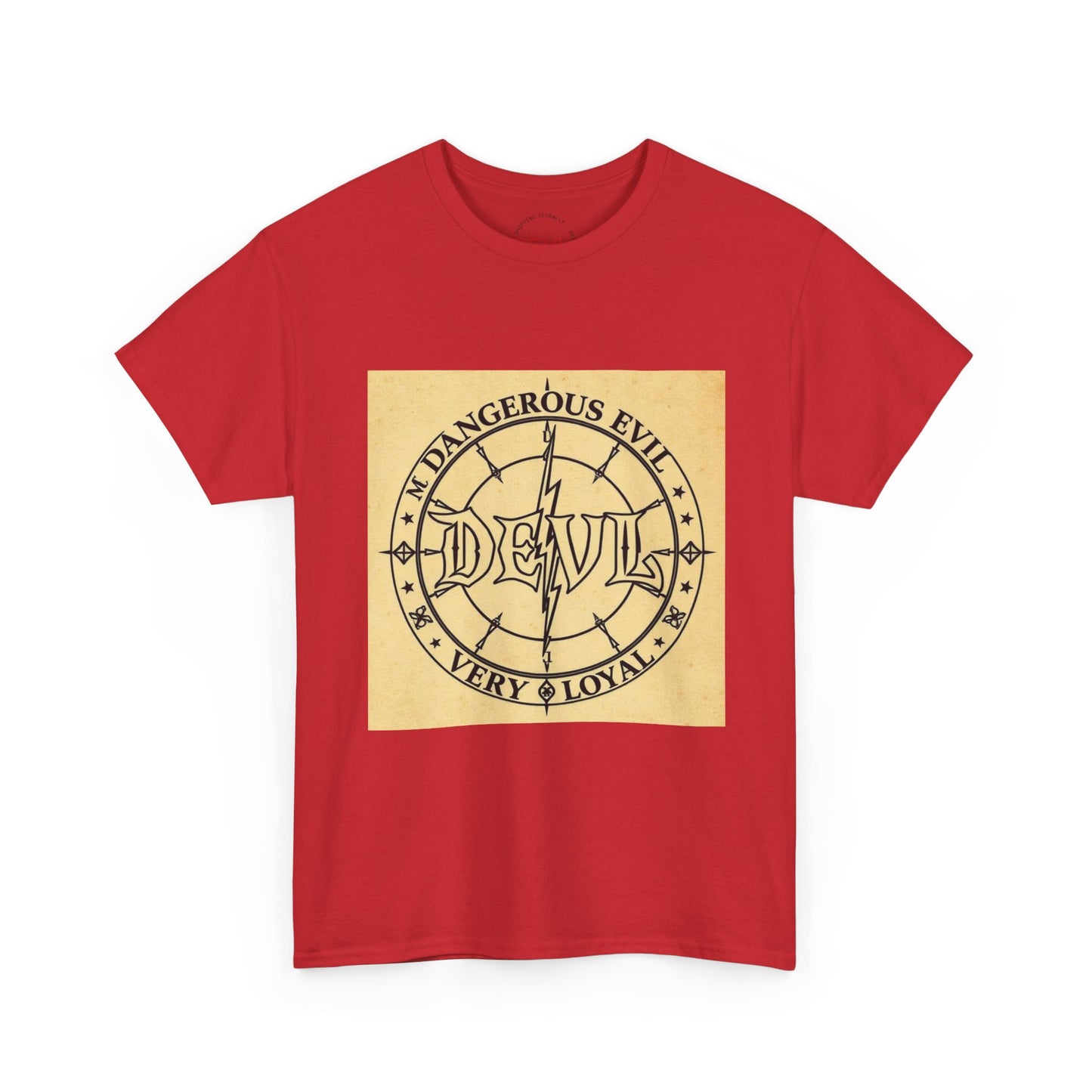 Devil Compass Tee - Unisex Heavy Cotton T-Shirt, Edgy Graphic Tee, Unique Gift, Streetwear Style, Casual Outfit, Halloween Apparel