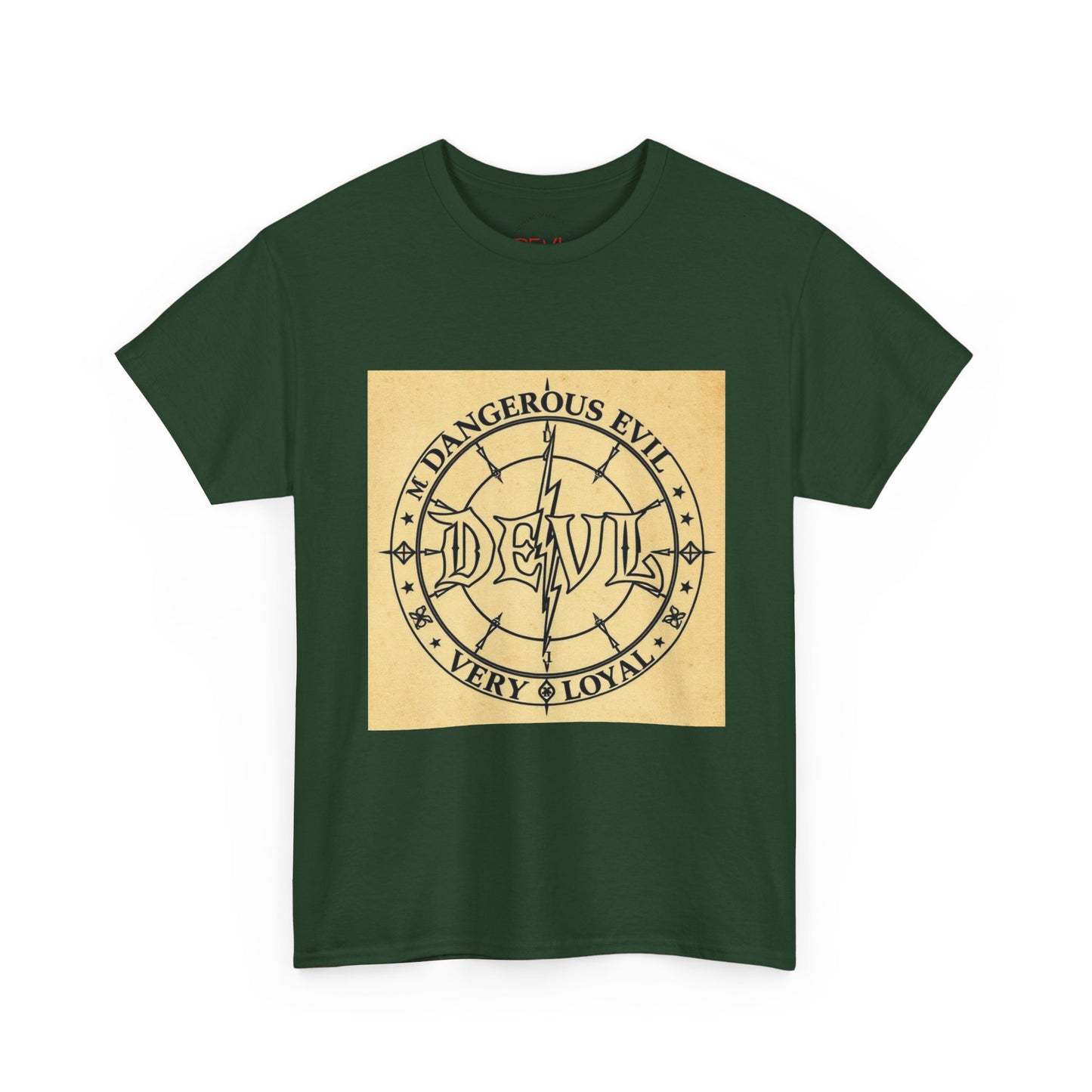 Devil Compass Tee - Unisex Heavy Cotton T-Shirt, Edgy Graphic Tee, Unique Gift, Streetwear Style, Casual Outfit, Halloween Apparel