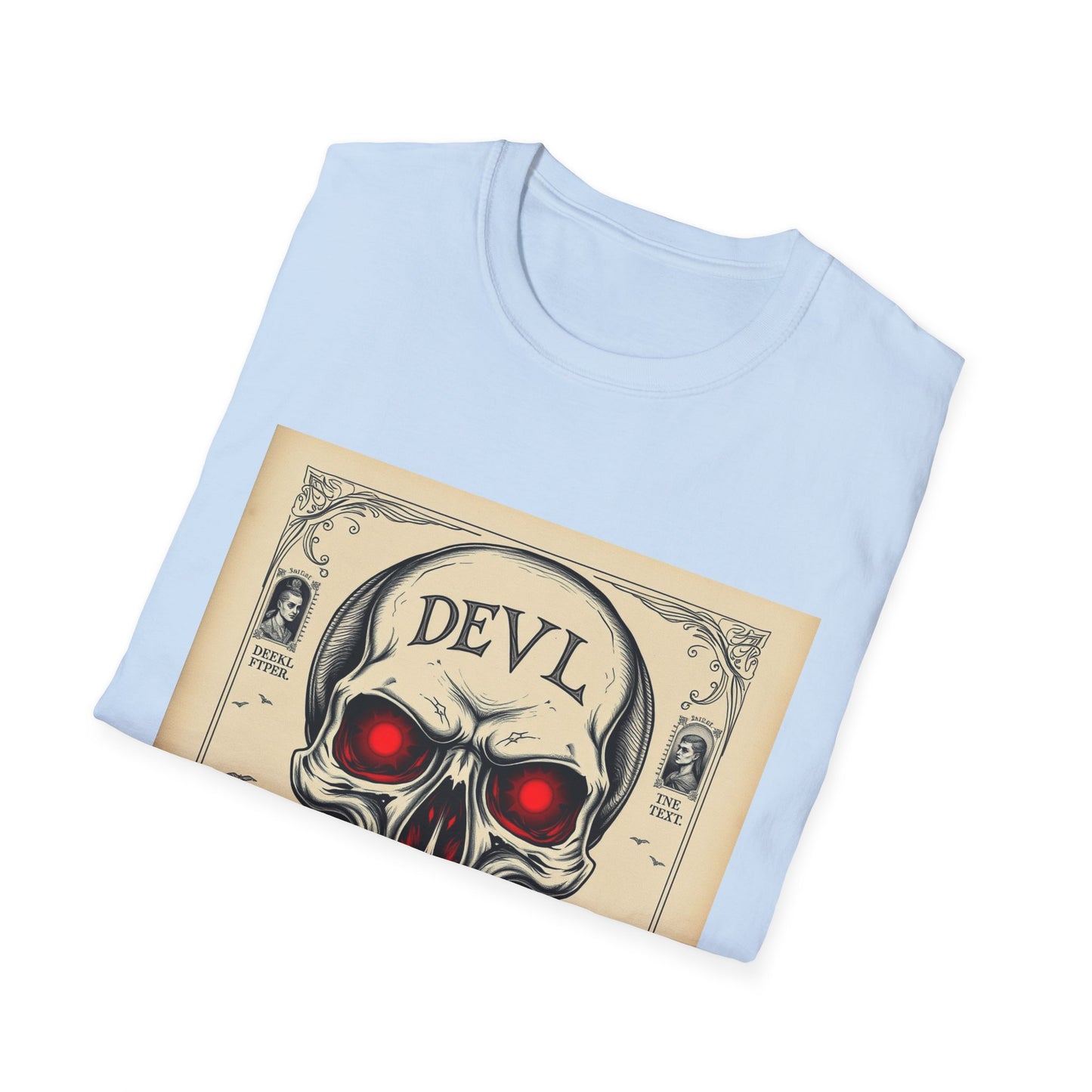 Devil Skull T-Shirt | Unisex Softstyle Tee, Graphic Tee, Cool Casual Wear, Perfect Gift for Occasions, Art Print Shirt, Trendy Apparel