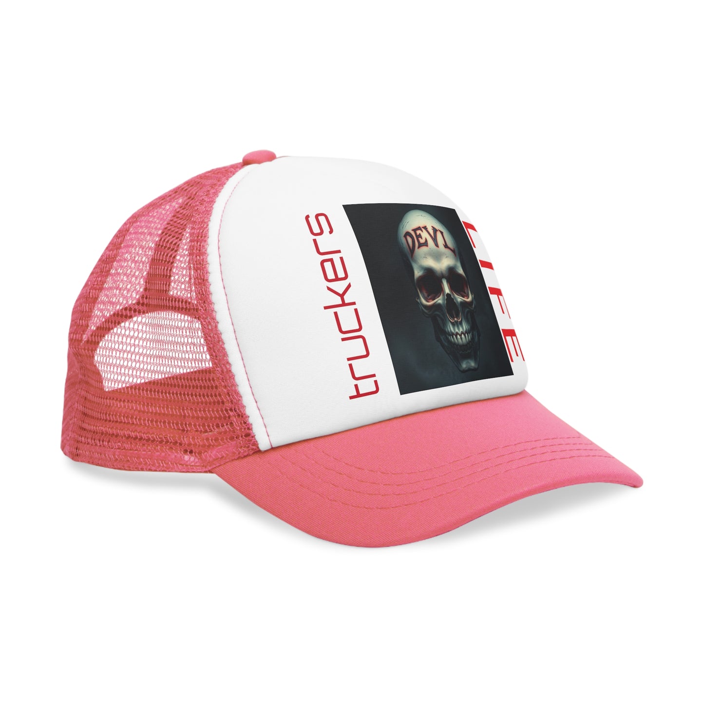 Rebel Truckers Mesh Cap, Skull Trucker Hat, Devil Life Cap, Outdoor Gear, Gift for Truck Drivers