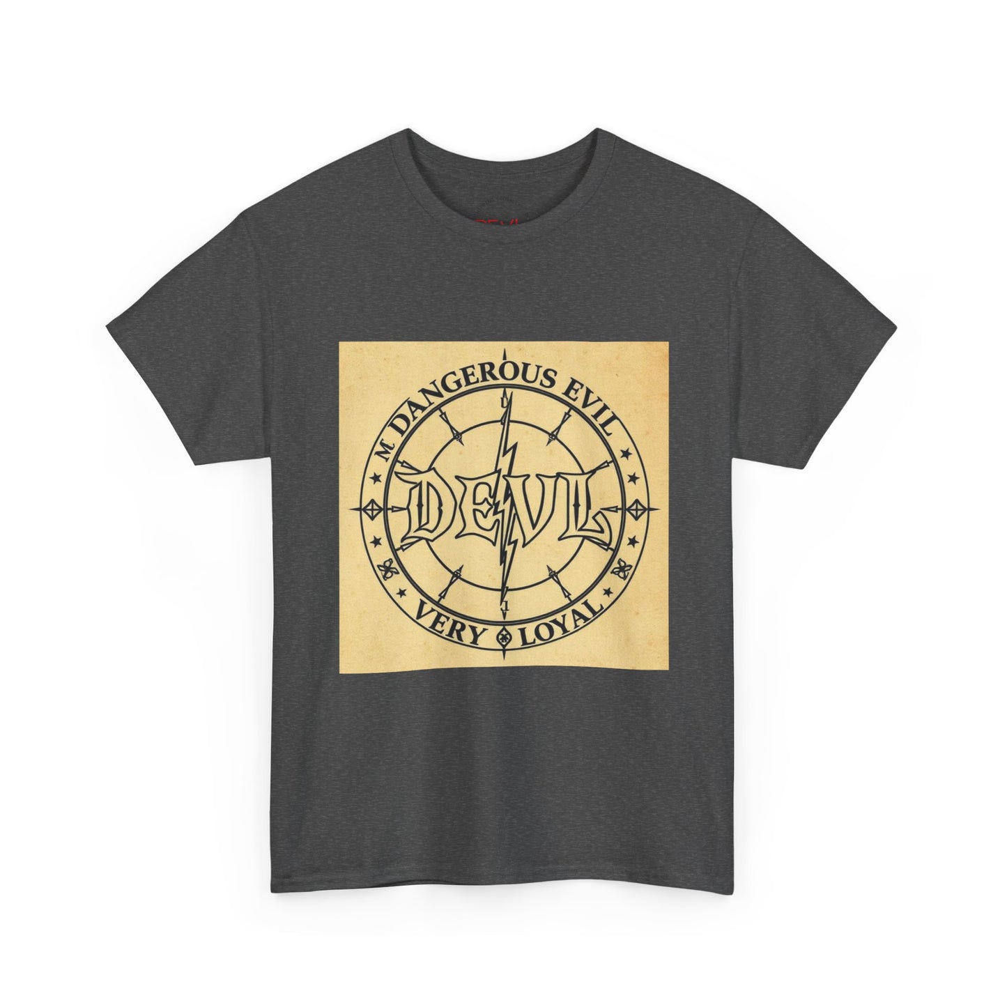 Devil Compass Tee - Unisex Heavy Cotton T-Shirt, Edgy Graphic Tee, Unique Gift, Streetwear Style, Casual Outfit, Halloween Apparel