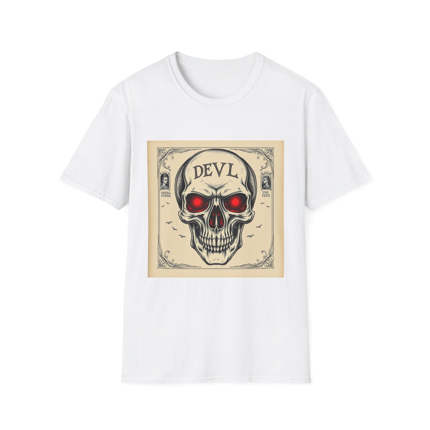 Devil Skull T-Shirt | Unisex Softstyle Tee, Graphic Tee, Cool Casual Wear, Perfect Gift for Occasions, Art Print Shirt, Trendy Apparel