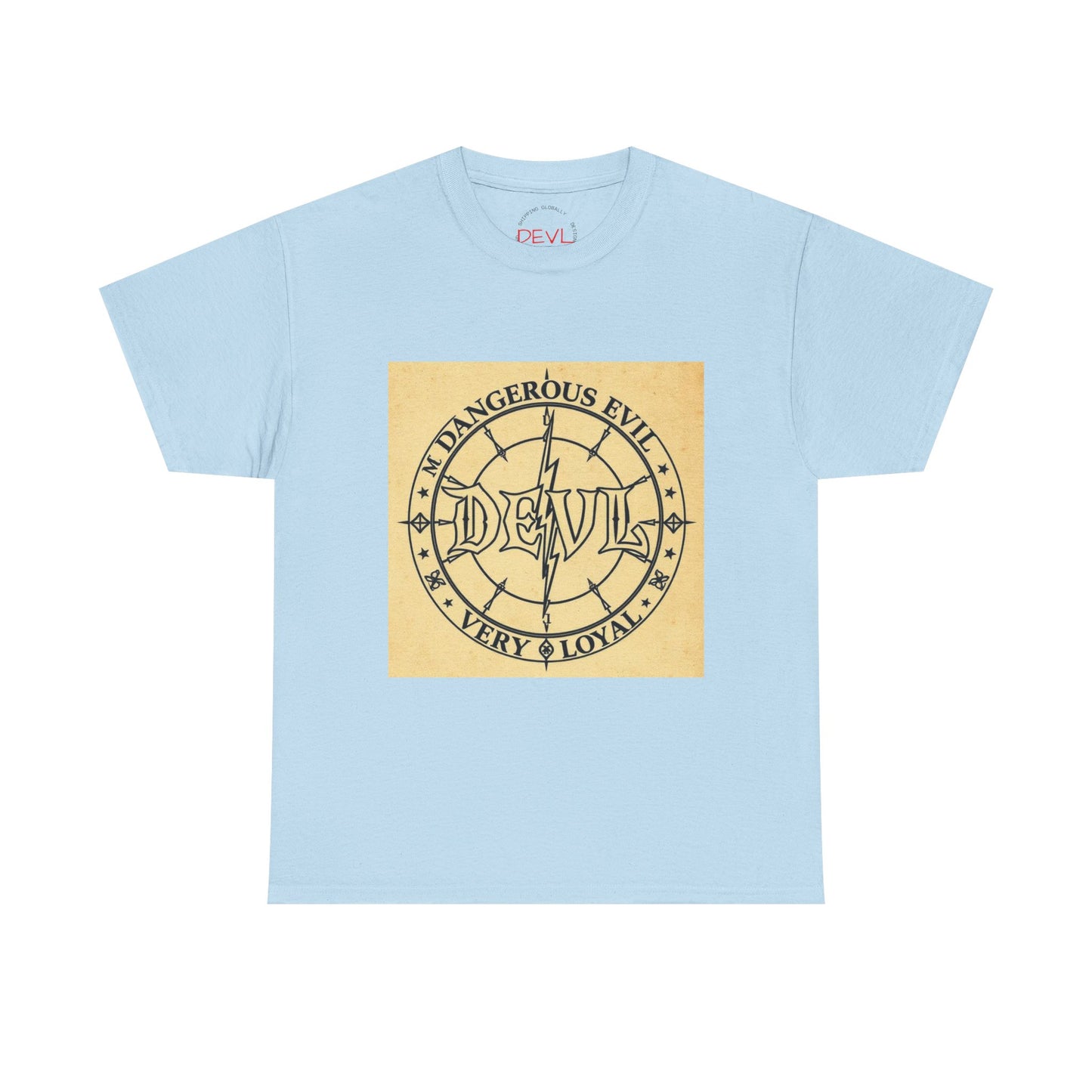 Devil Compass Tee - Unisex Heavy Cotton T-Shirt, Edgy Graphic Tee, Unique Gift, Streetwear Style, Casual Outfit, Halloween Apparel