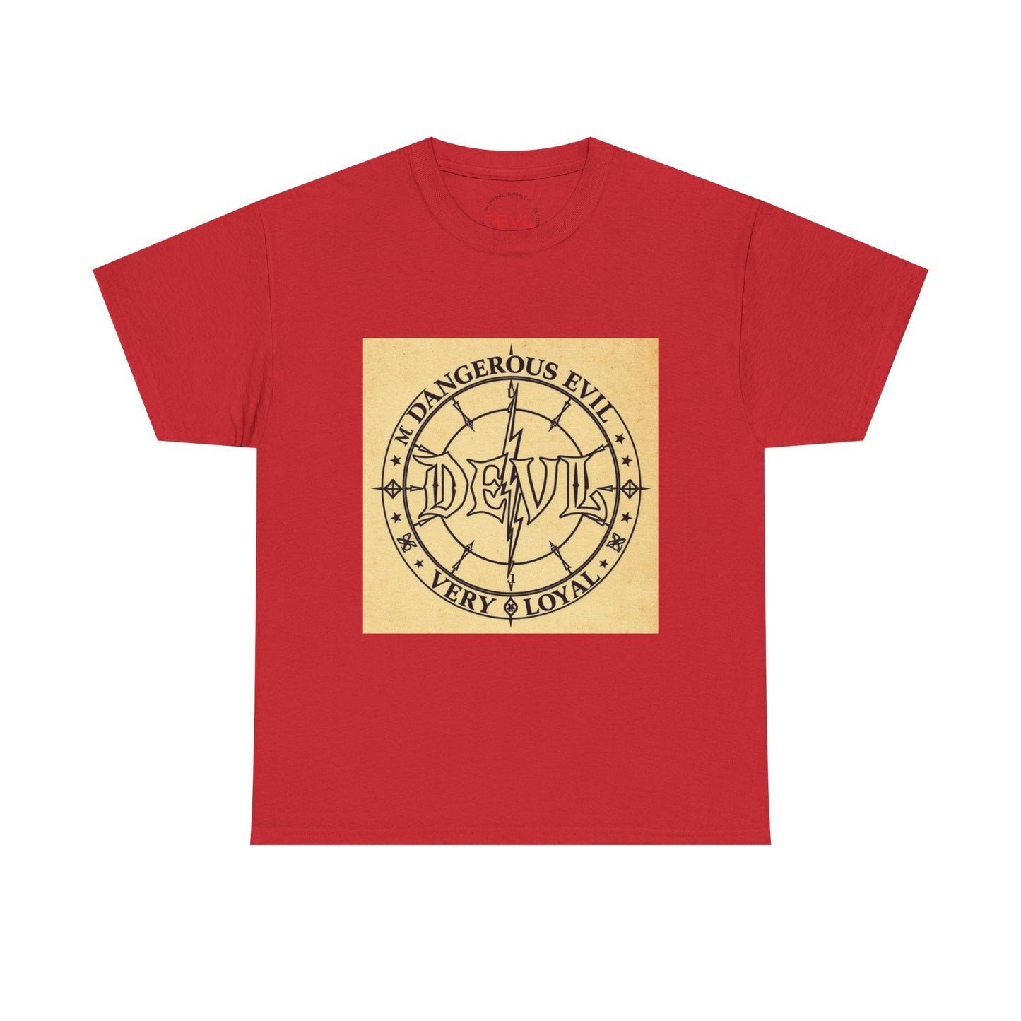 Devil Compass Tee - Unisex Heavy Cotton T-Shirt, Edgy Graphic Tee, Unique Gift, Streetwear Style, Casual Outfit, Halloween Apparel