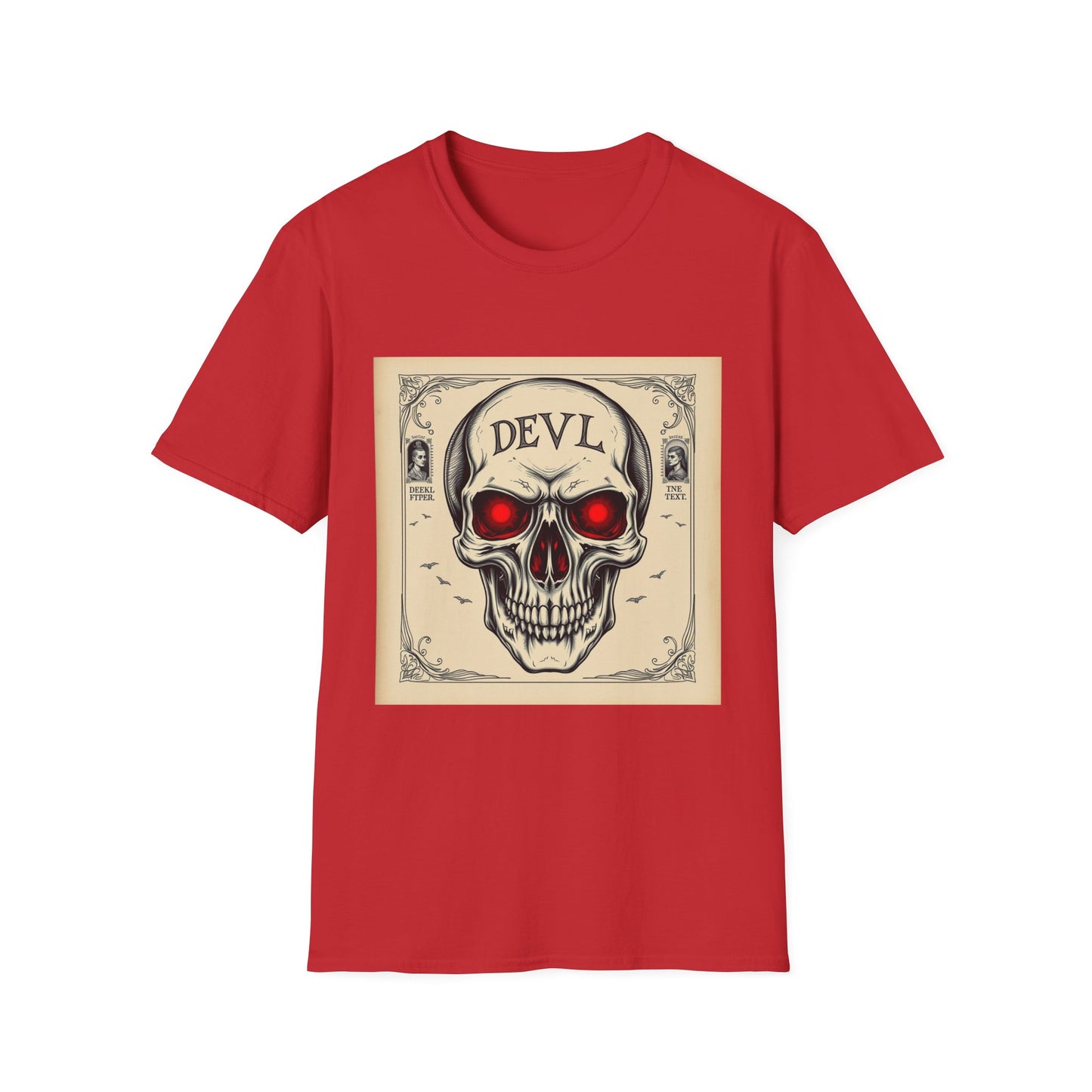 Devil Skull T-Shirt | Unisex Softstyle Tee, Graphic Tee, Cool Casual Wear, Perfect Gift for Occasions, Art Print Shirt, Trendy Apparel