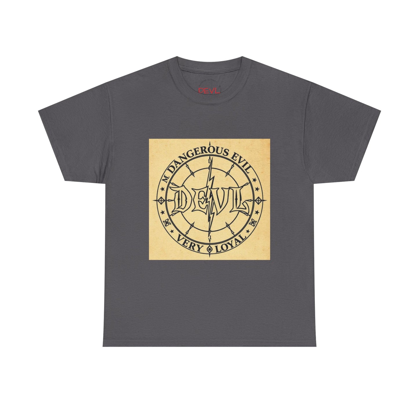 Devil Compass Tee - Unisex Heavy Cotton T-Shirt, Edgy Graphic Tee, Unique Gift, Streetwear Style, Casual Outfit, Halloween Apparel