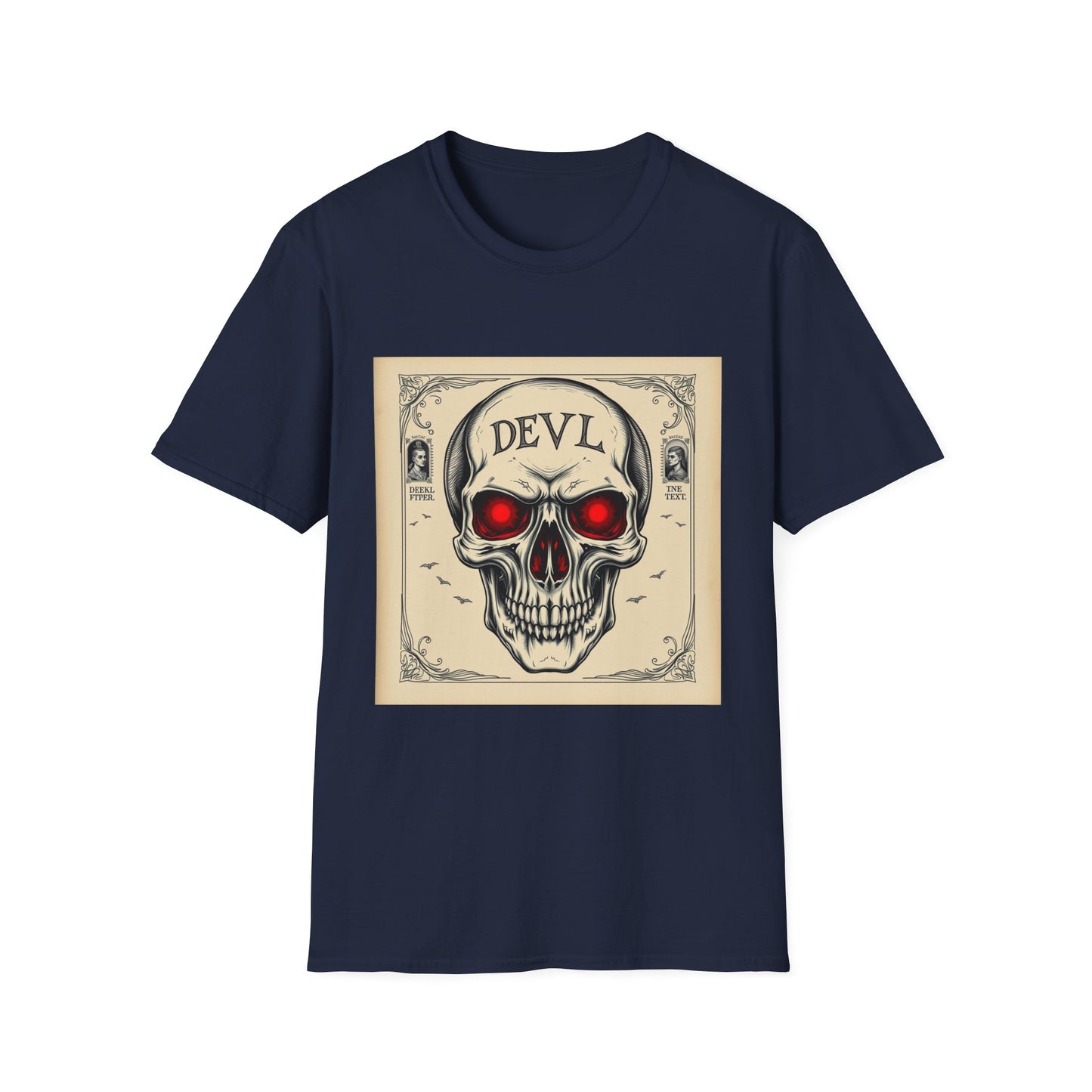 Devil Skull T-Shirt | Unisex Softstyle Tee, Graphic Tee, Cool Casual Wear, Perfect Gift for Occasions, Art Print Shirt, Trendy Apparel