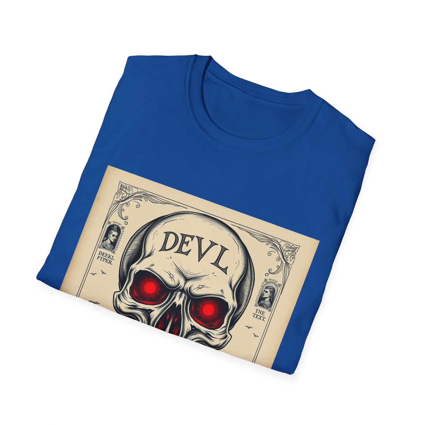Devil Skull T-Shirt | Unisex Softstyle Tee, Graphic Tee, Cool Casual Wear, Perfect Gift for Occasions, Art Print Shirt, Trendy Apparel