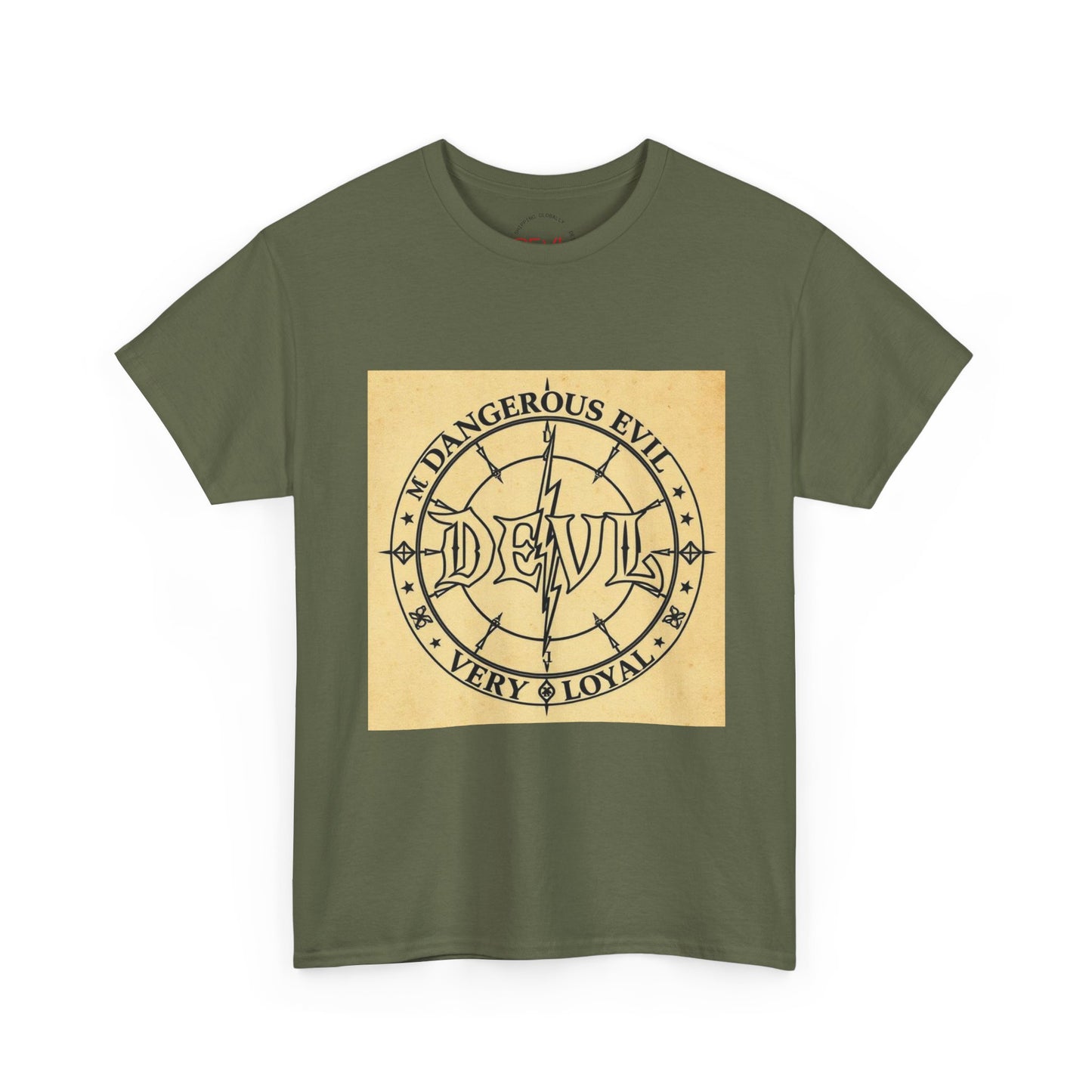 Devil Compass Tee - Unisex Heavy Cotton T-Shirt, Edgy Graphic Tee, Unique Gift, Streetwear Style, Casual Outfit, Halloween Apparel