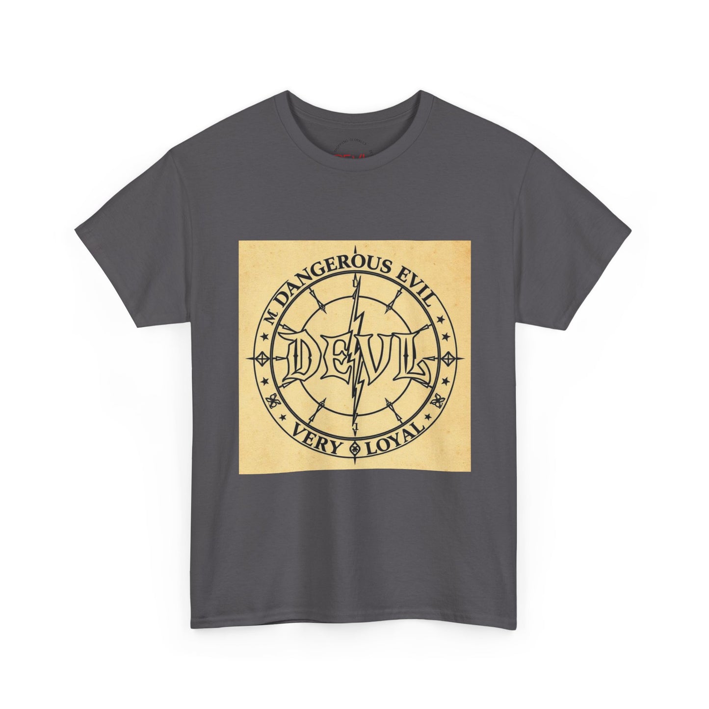 Devil Compass Tee - Unisex Heavy Cotton T-Shirt, Edgy Graphic Tee, Unique Gift, Streetwear Style, Casual Outfit, Halloween Apparel