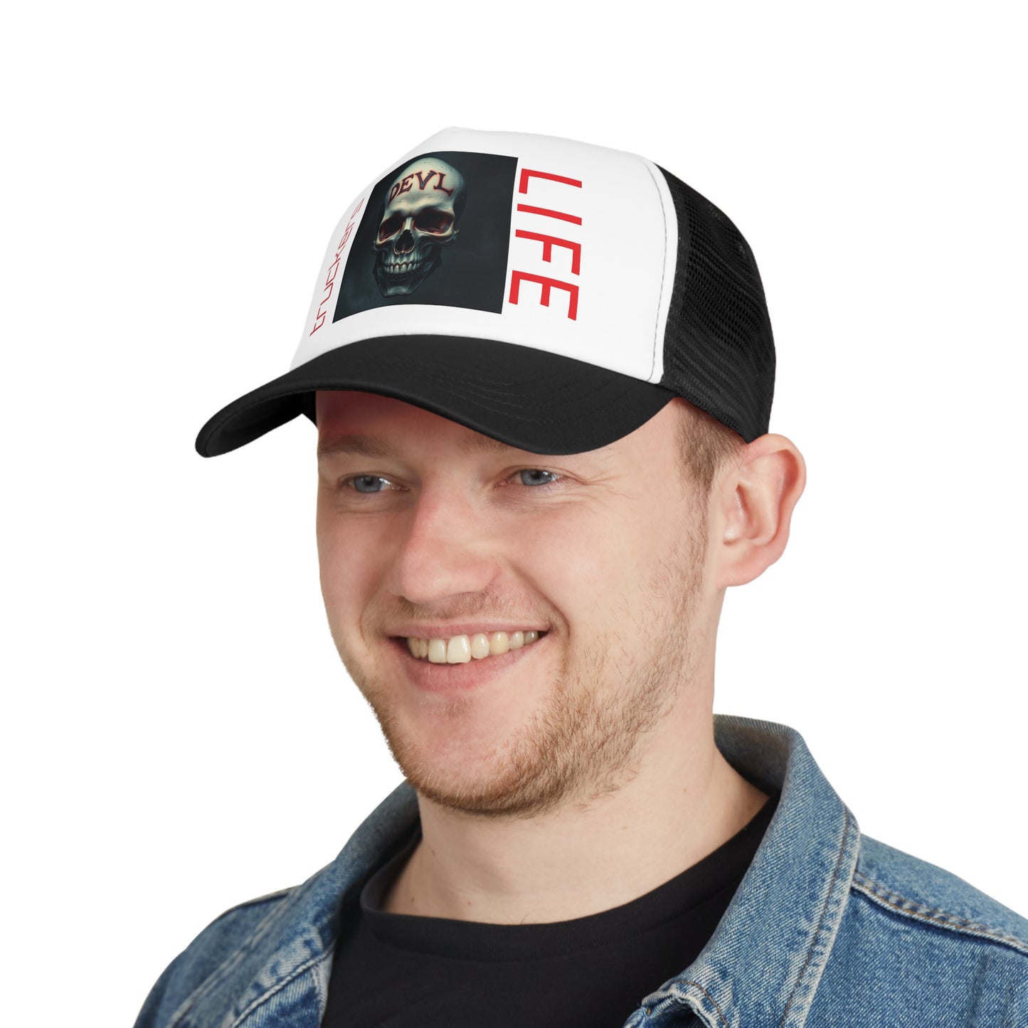 Rebel Truckers Mesh Cap, Skull Trucker Hat, Devil Life Cap, Outdoor Gear, Gift for Truck Drivers