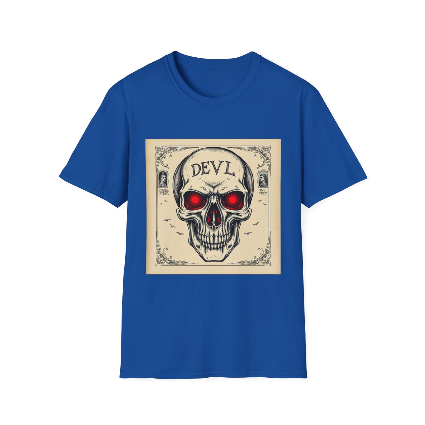 Devil Skull T-Shirt | Unisex Softstyle Tee, Graphic Tee, Cool Casual Wear, Perfect Gift for Occasions, Art Print Shirt, Trendy Apparel