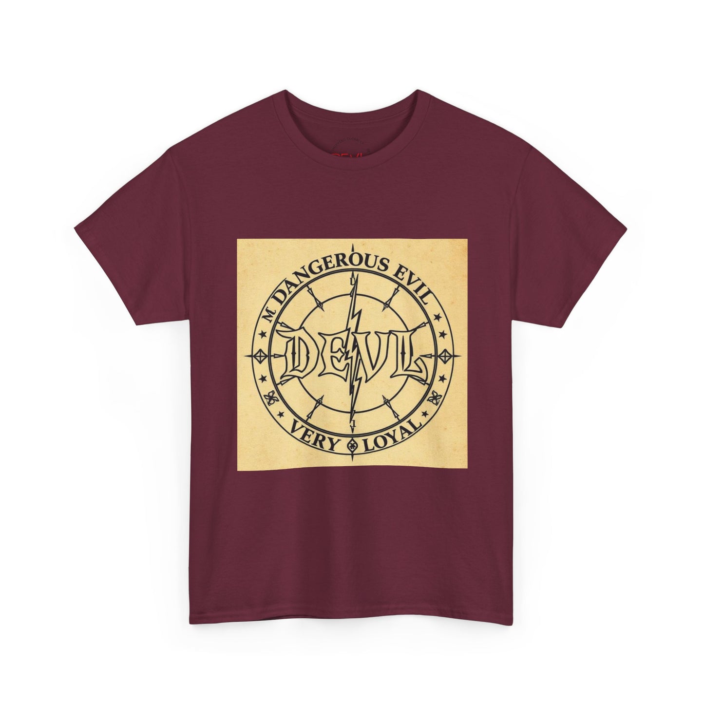 Devil Compass Tee - Unisex Heavy Cotton T-Shirt, Edgy Graphic Tee, Unique Gift, Streetwear Style, Casual Outfit, Halloween Apparel