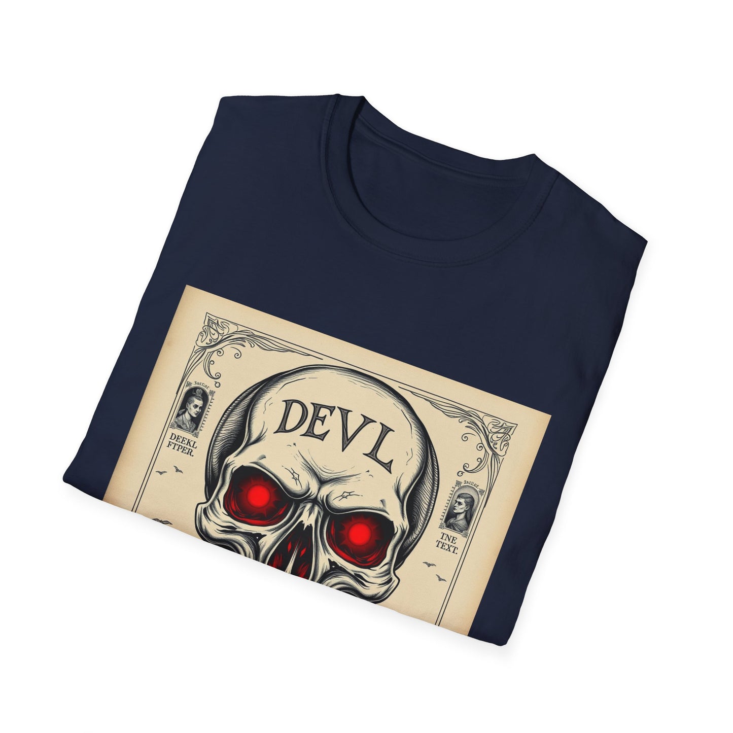 Devil Skull T-Shirt | Unisex Softstyle Tee, Graphic Tee, Cool Casual Wear, Perfect Gift for Occasions, Art Print Shirt, Trendy Apparel