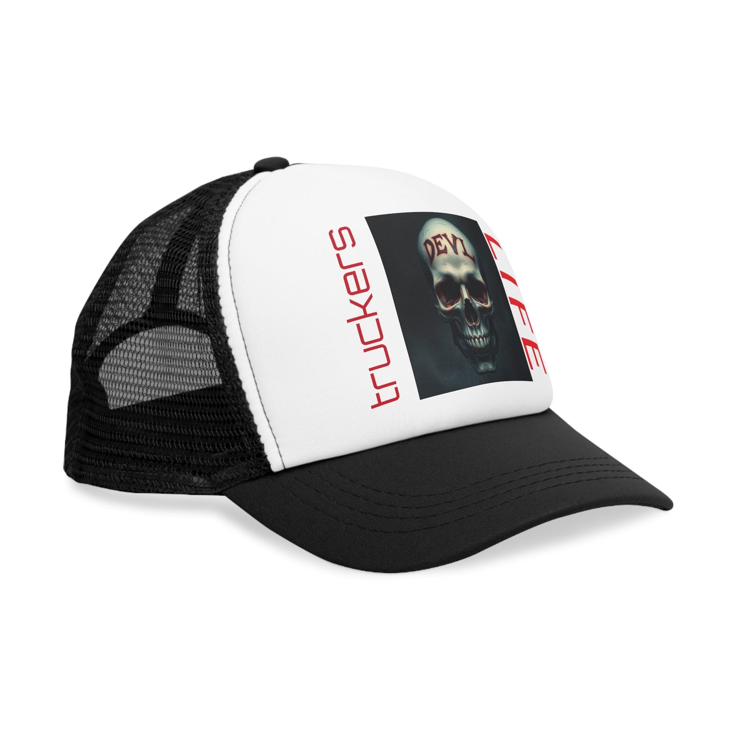 Rebel Truckers Mesh Cap, Skull Trucker Hat, Devil Life Cap, Outdoor Gear, Gift for Truck Drivers