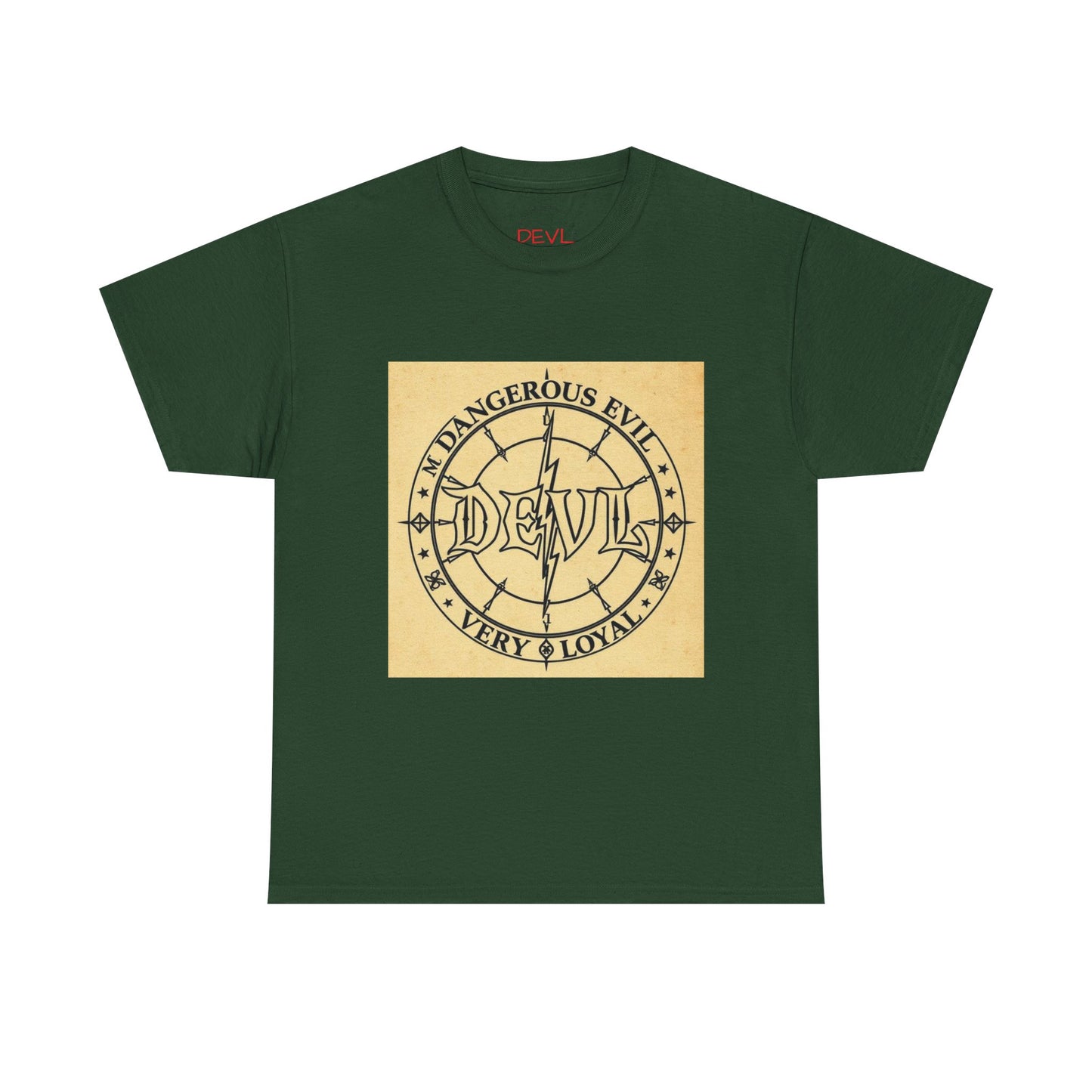 Devil Compass Tee - Unisex Heavy Cotton T-Shirt, Edgy Graphic Tee, Unique Gift, Streetwear Style, Casual Outfit, Halloween Apparel