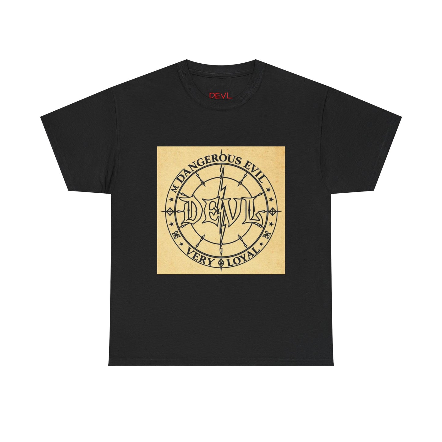 Devil Compass Tee - Unisex Heavy Cotton T-Shirt, Edgy Graphic Tee, Unique Gift, Streetwear Style, Casual Outfit, Halloween Apparel