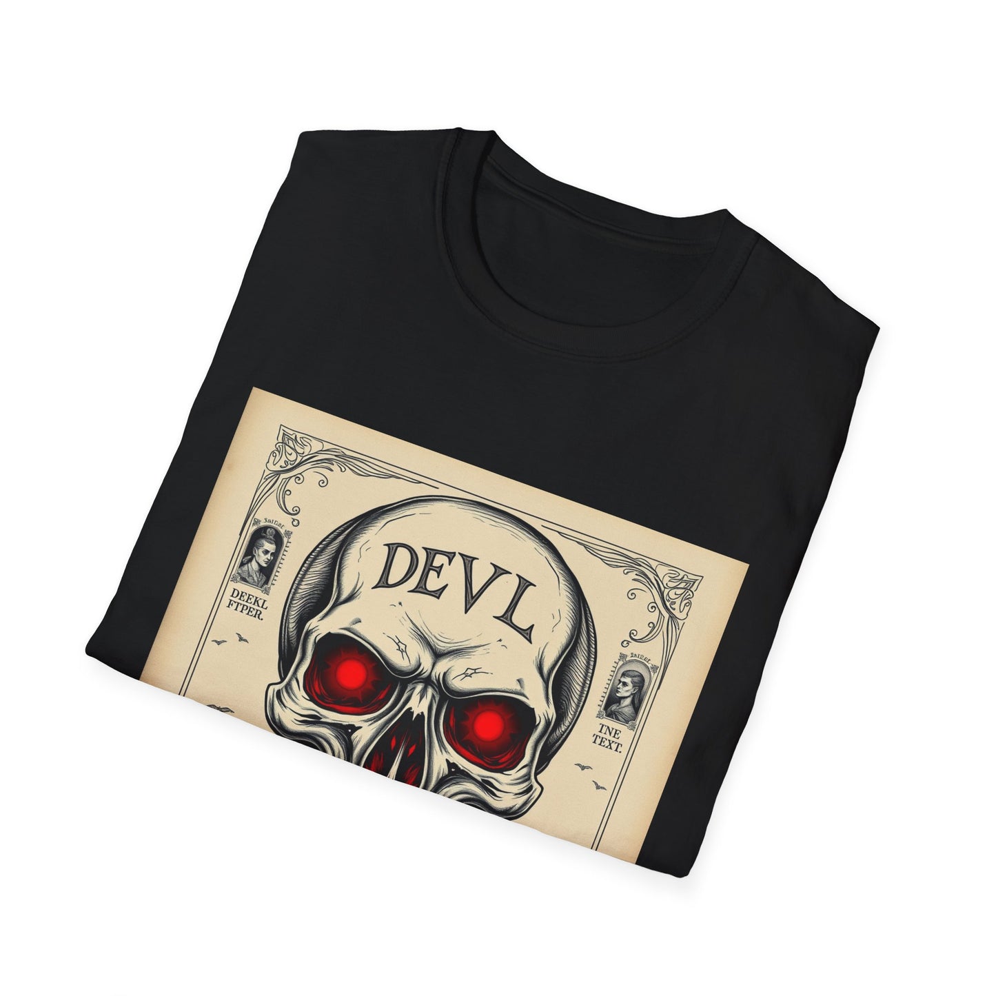 Devil Skull T-Shirt | Unisex Softstyle Tee, Graphic Tee, Cool Casual Wear, Perfect Gift for Occasions, Art Print Shirt, Trendy Apparel
