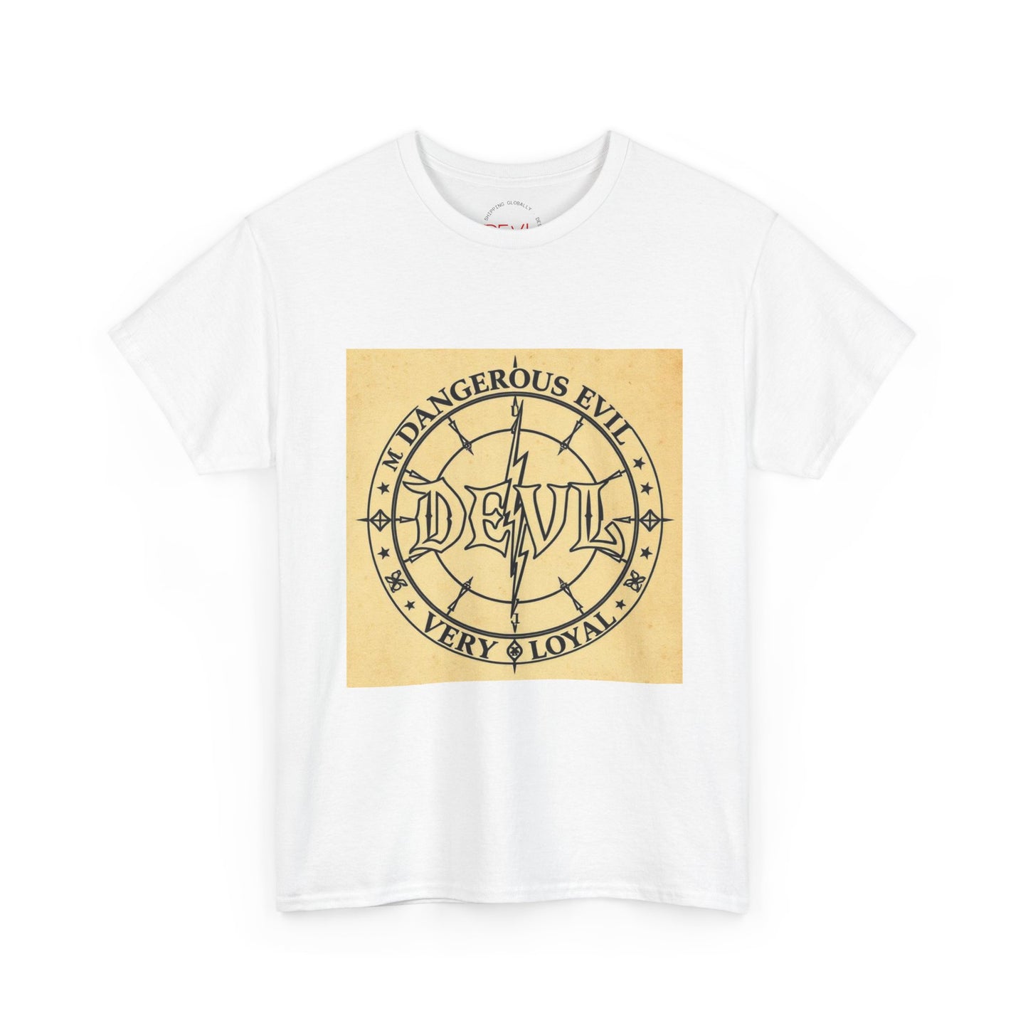 Devil Compass Tee - Unisex Heavy Cotton T-Shirt, Edgy Graphic Tee, Unique Gift, Streetwear Style, Casual Outfit, Halloween Apparel