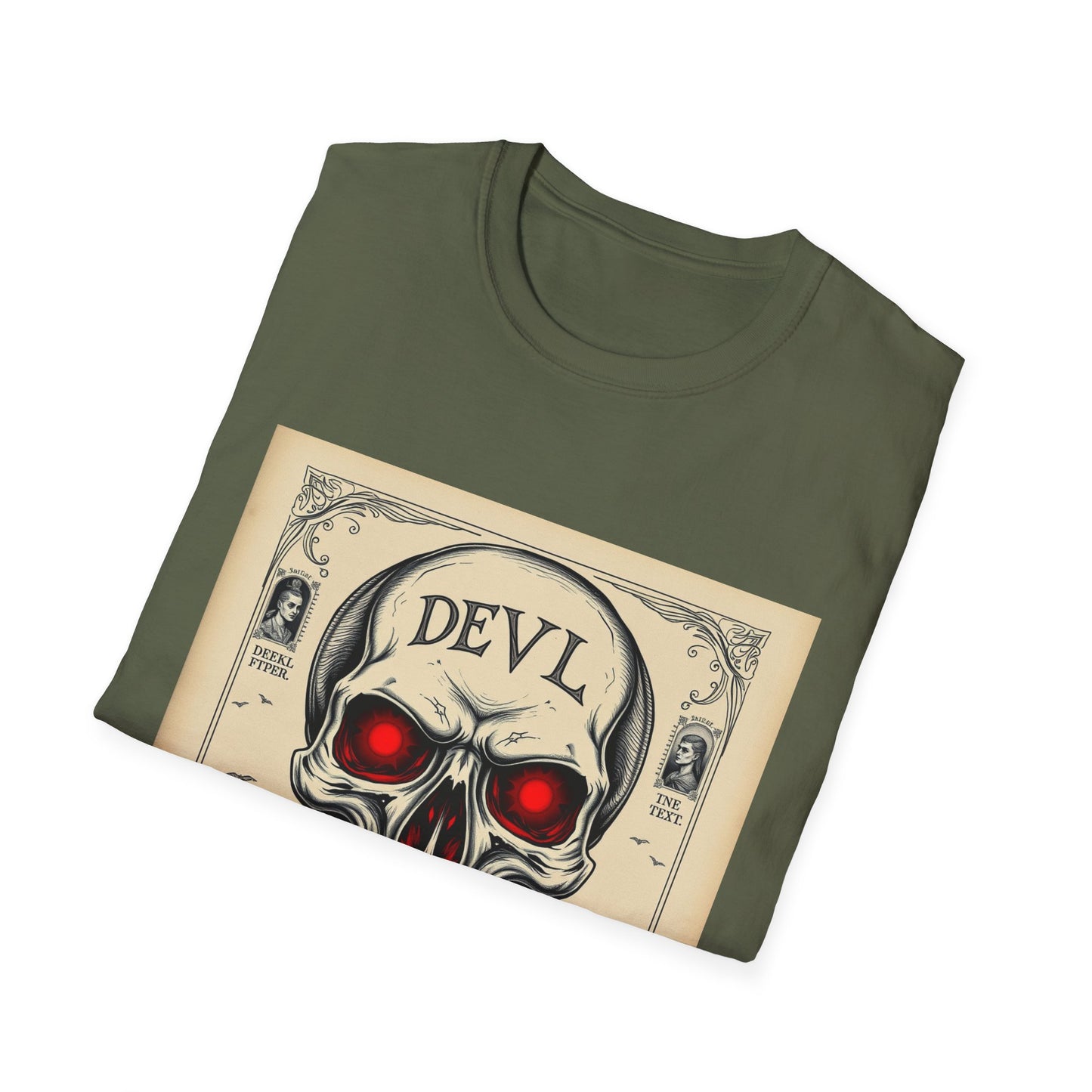 Devil Skull T-Shirt | Unisex Softstyle Tee, Graphic Tee, Cool Casual Wear, Perfect Gift for Occasions, Art Print Shirt, Trendy Apparel
