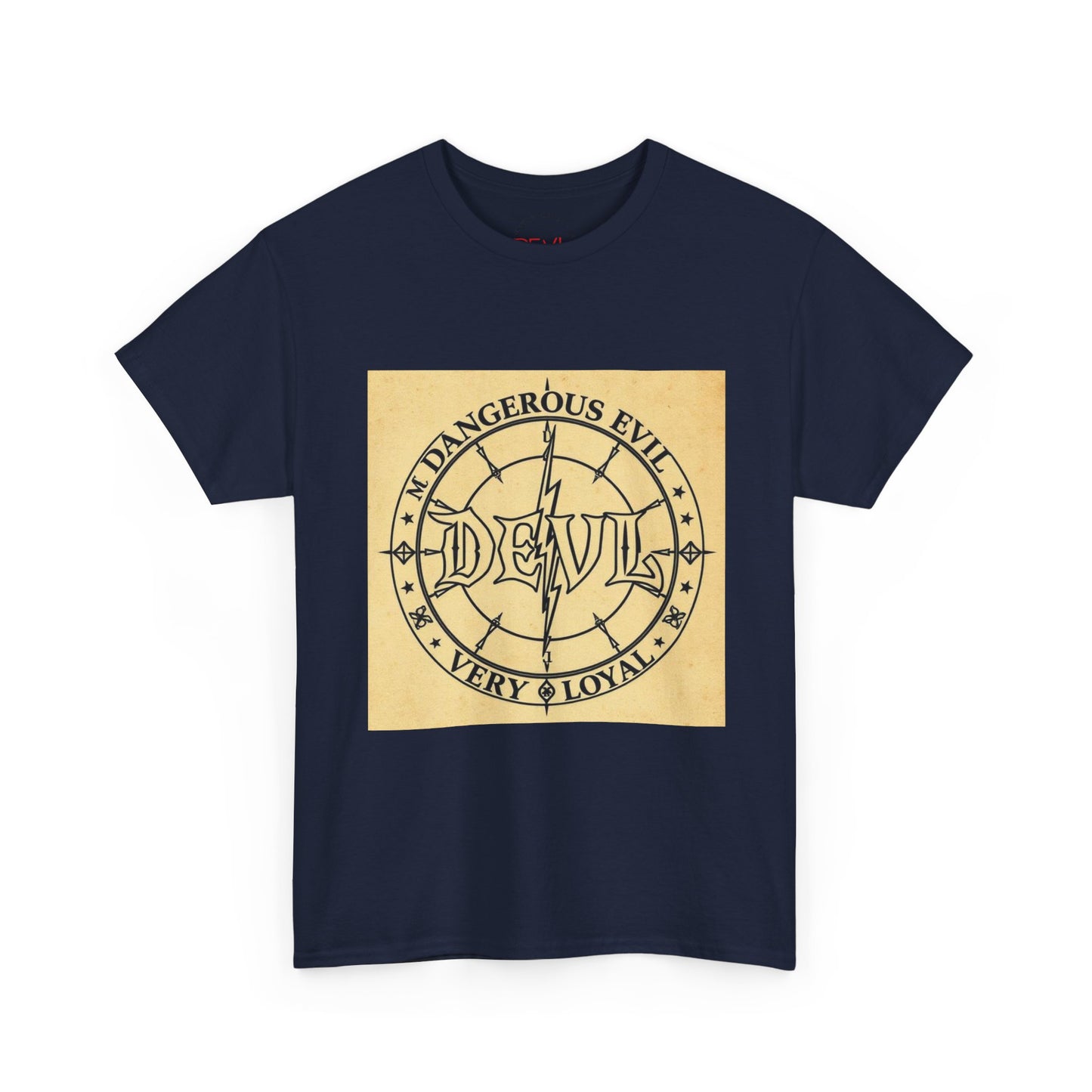 Devil Compass Tee - Unisex Heavy Cotton T-Shirt, Edgy Graphic Tee, Unique Gift, Streetwear Style, Casual Outfit, Halloween Apparel