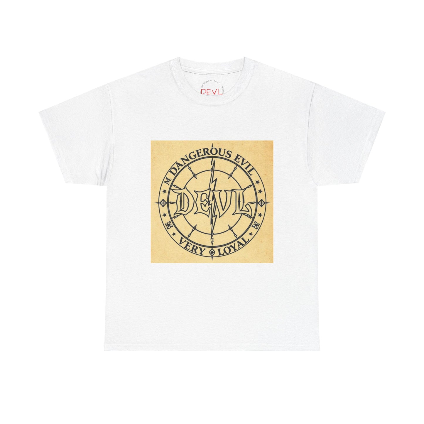 Devil Compass Tee - Unisex Heavy Cotton T-Shirt, Edgy Graphic Tee, Unique Gift, Streetwear Style, Casual Outfit, Halloween Apparel