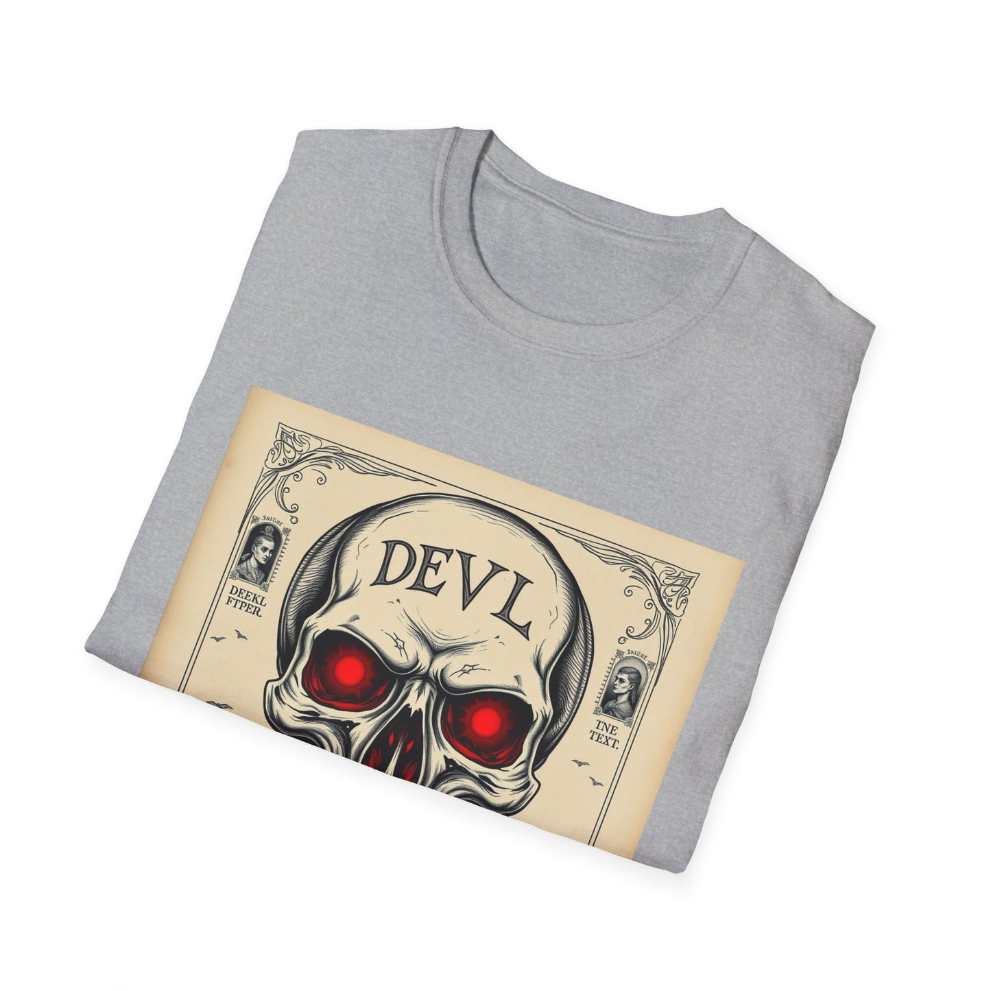 Devil Skull T-Shirt | Unisex Softstyle Tee, Graphic Tee, Cool Casual Wear, Perfect Gift for Occasions, Art Print Shirt, Trendy Apparel
