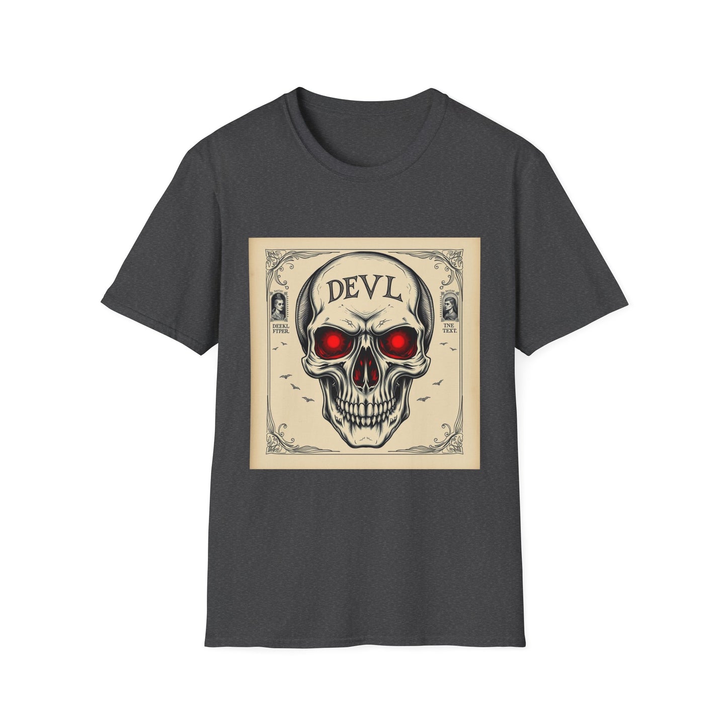 Devil Skull T-Shirt | Unisex Softstyle Tee, Graphic Tee, Cool Casual Wear, Perfect Gift for Occasions, Art Print Shirt, Trendy Apparel
